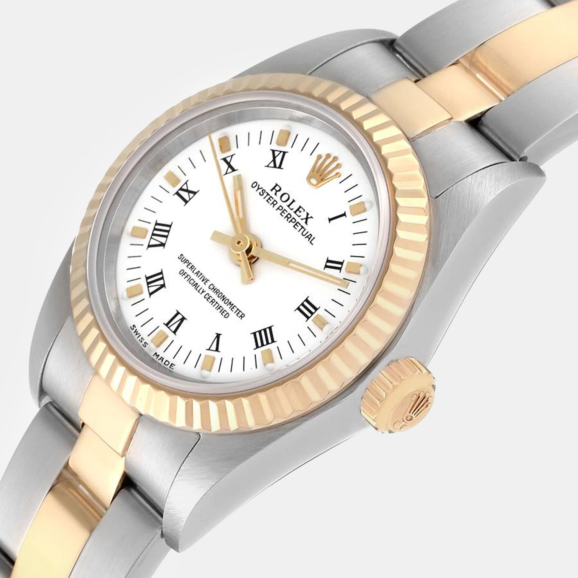 

Rolex Oyster Perpetual Steel Yellow Gold White Dial Ladies Watch 76193 24 mm