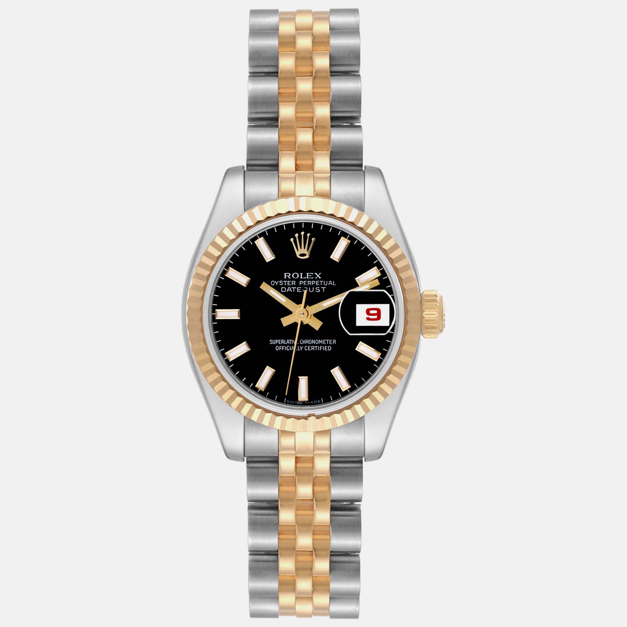 

Rolex Datejust Steel Yellow Gold Black Dial Ladies Watch 179173 26 mm