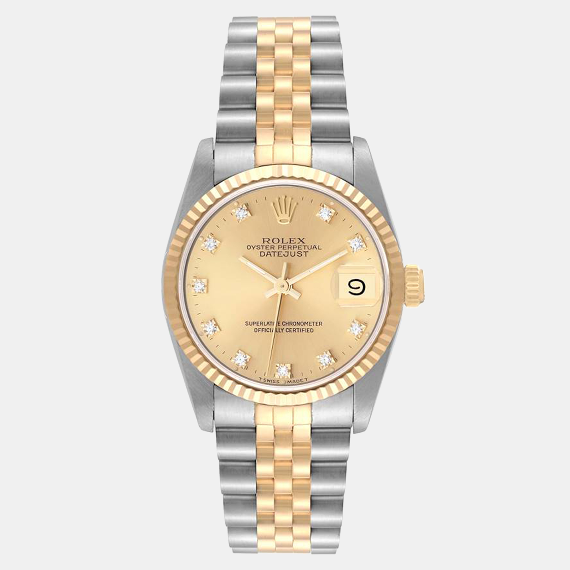 

Rolex Datejust Midsize Diamond Dial Steel Yellow Gold Ladies Watch 68273