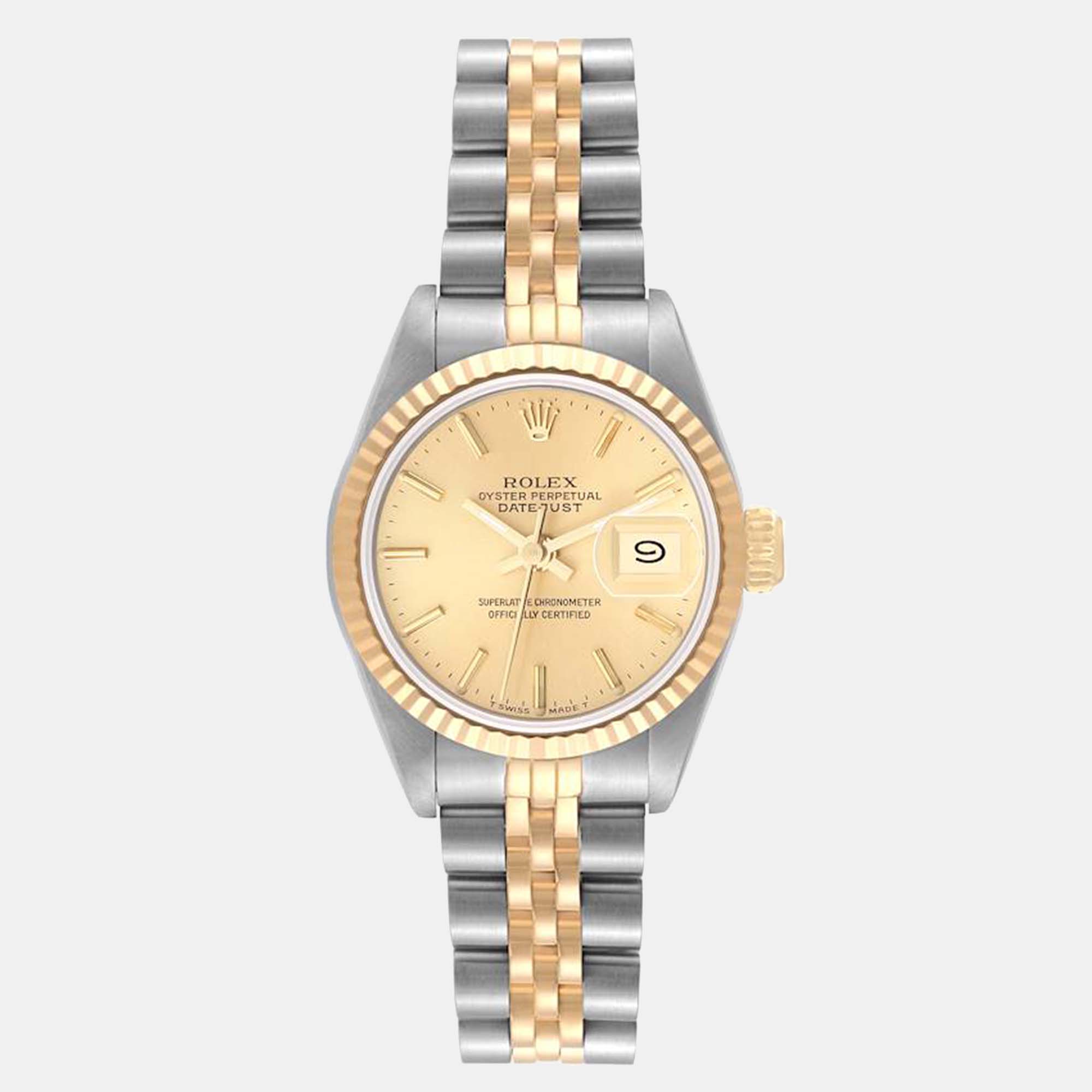 

Rolex Datejust Champagne Dial Steel Yellow Gold Ladies Watch 69173