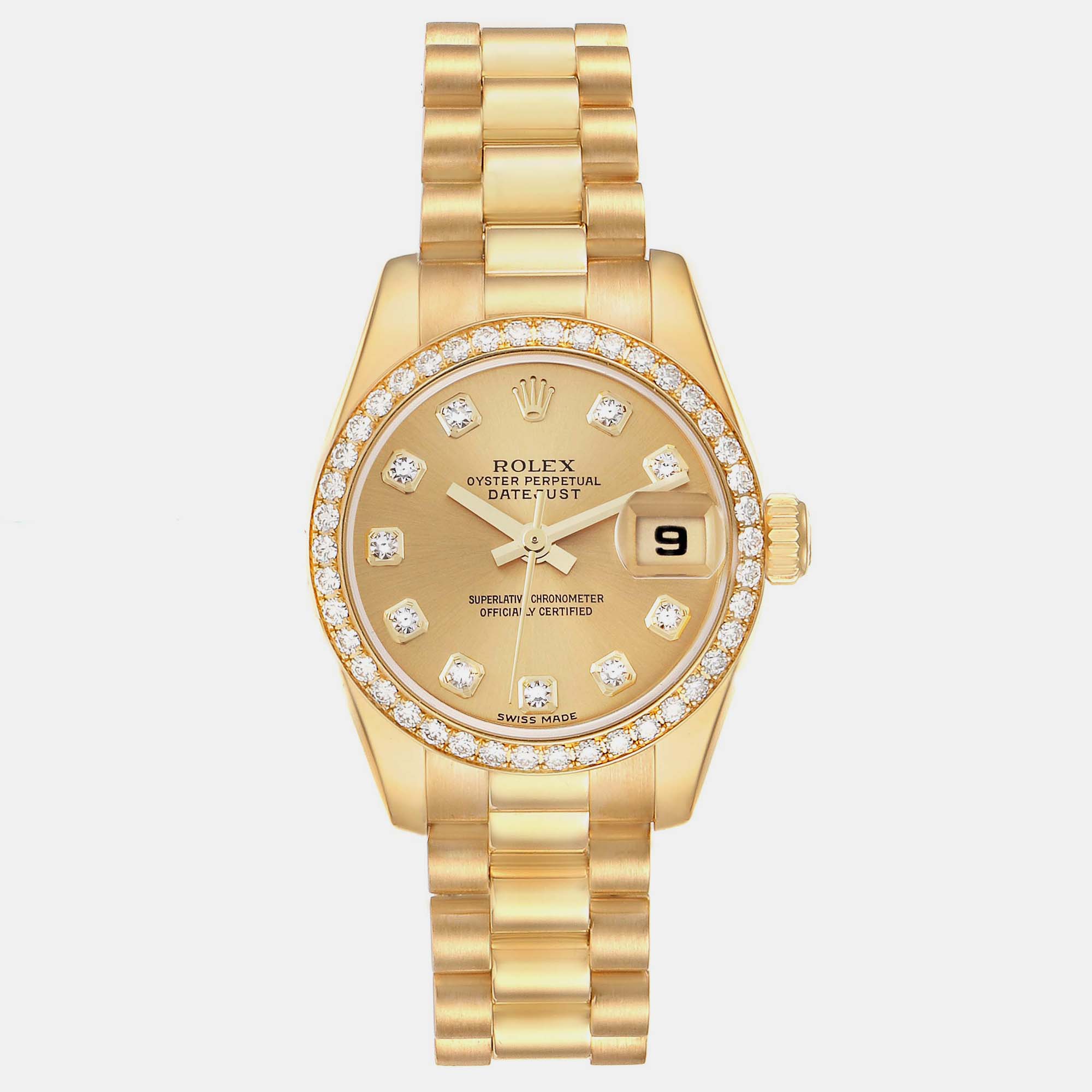 

Rolex Datejust President Yellow Gold Diamond Ladies Watch 179138