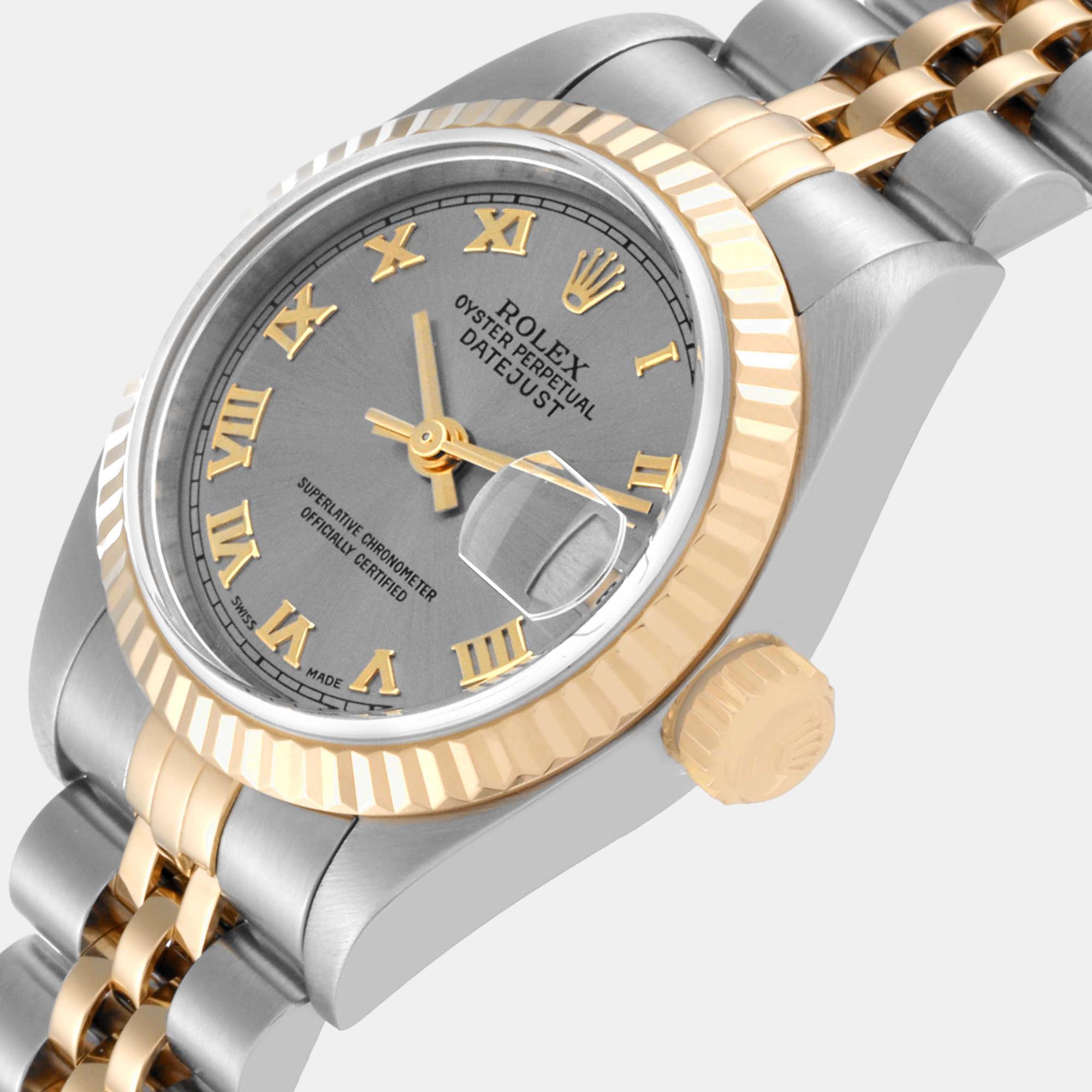 

Rolex Datejust Steel Yellow Gold Slate Dial Ladies Watch 79173 26 mm, Grey