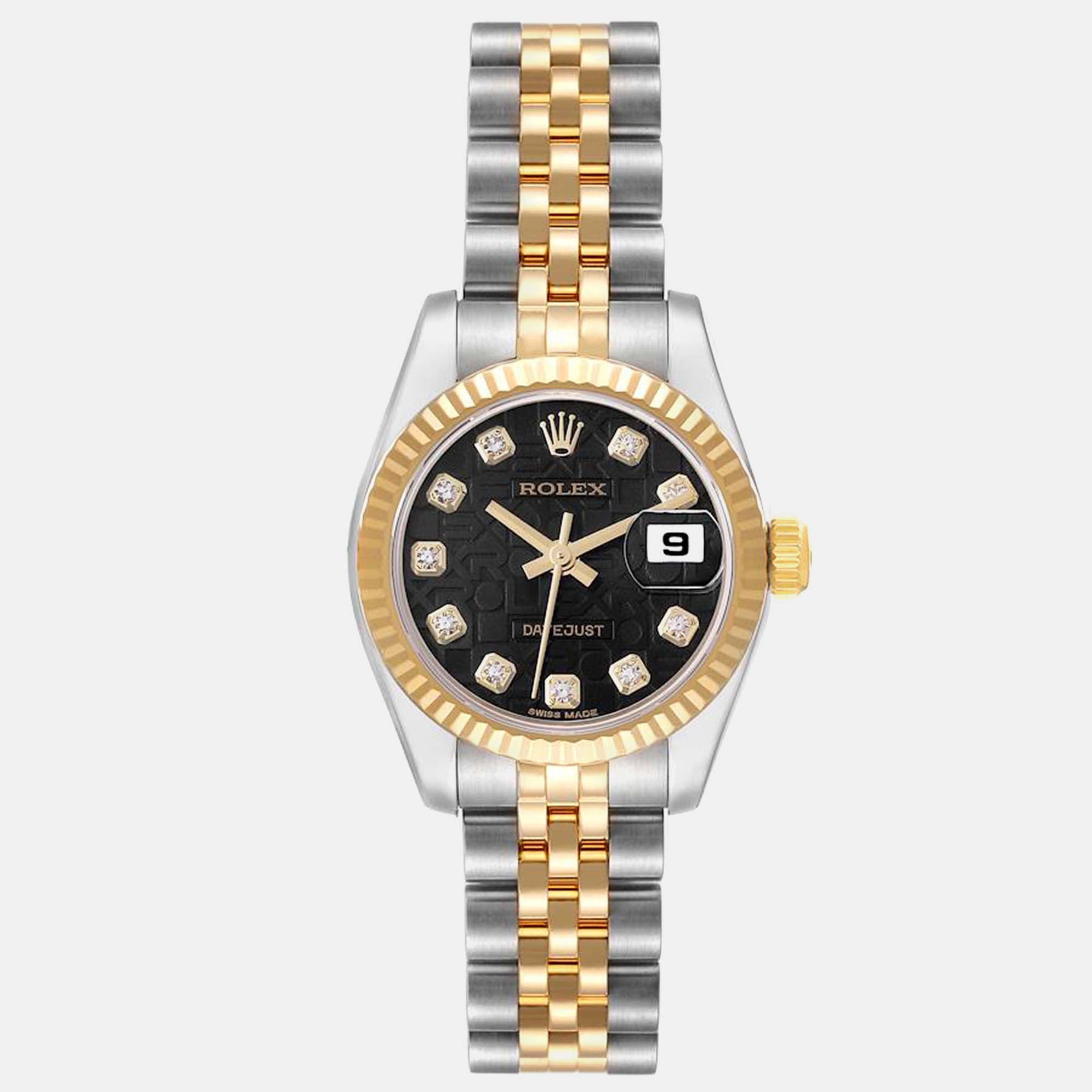 

Rolex Datejust Diamond Dial Steel Yellow Gold Women's Watch, Black