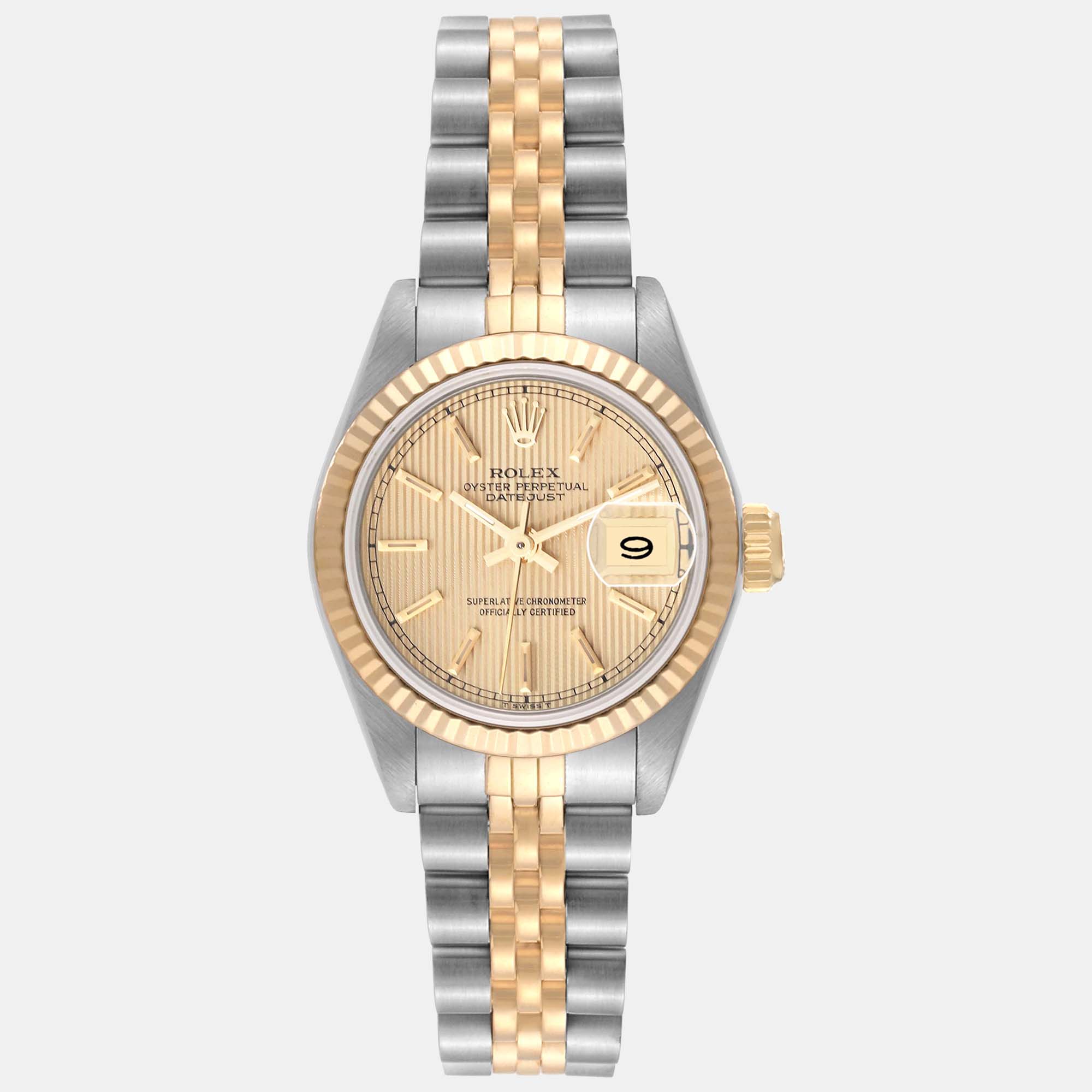

Rolex Datejust Steel Yellow Gold Tapestry Dial Ladies