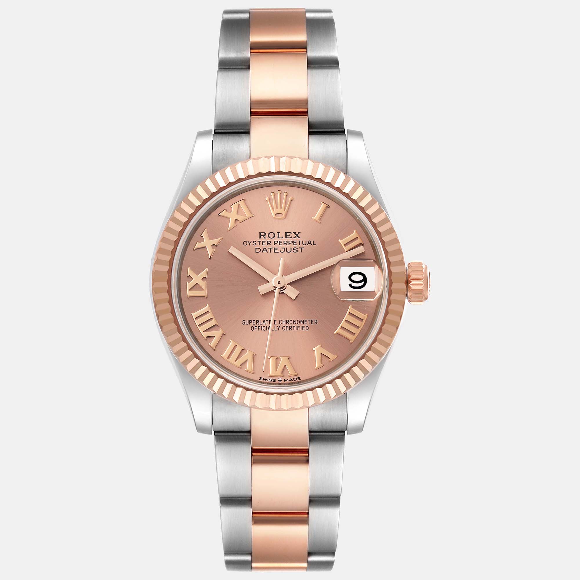

Rolex Datejust Midsize Steel Rose Gold Roman Dial Ladies Watch, Pink