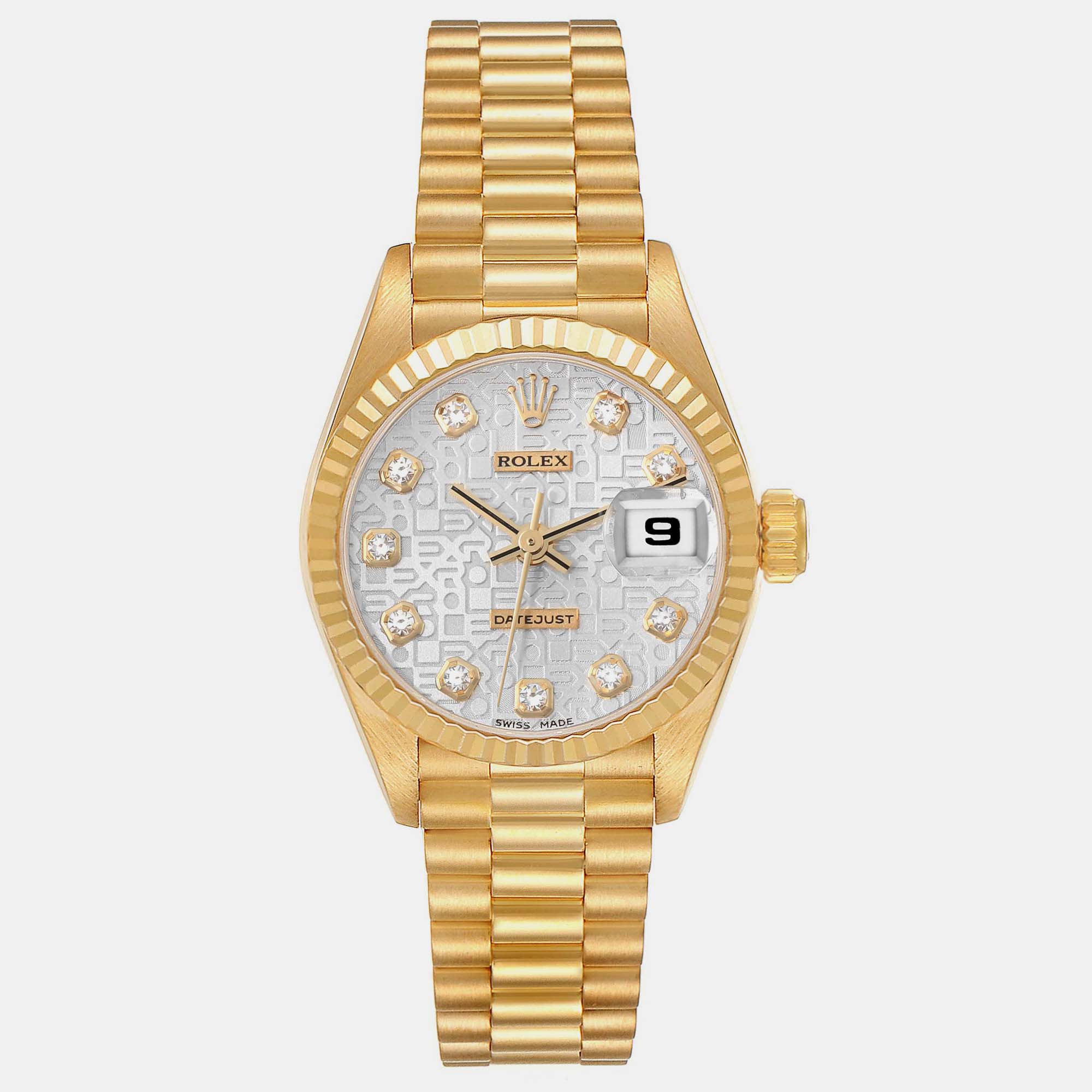 

Rolex Datejust President Anniversary Diamond Dial Yellow Gold Ladies Watch, Silver