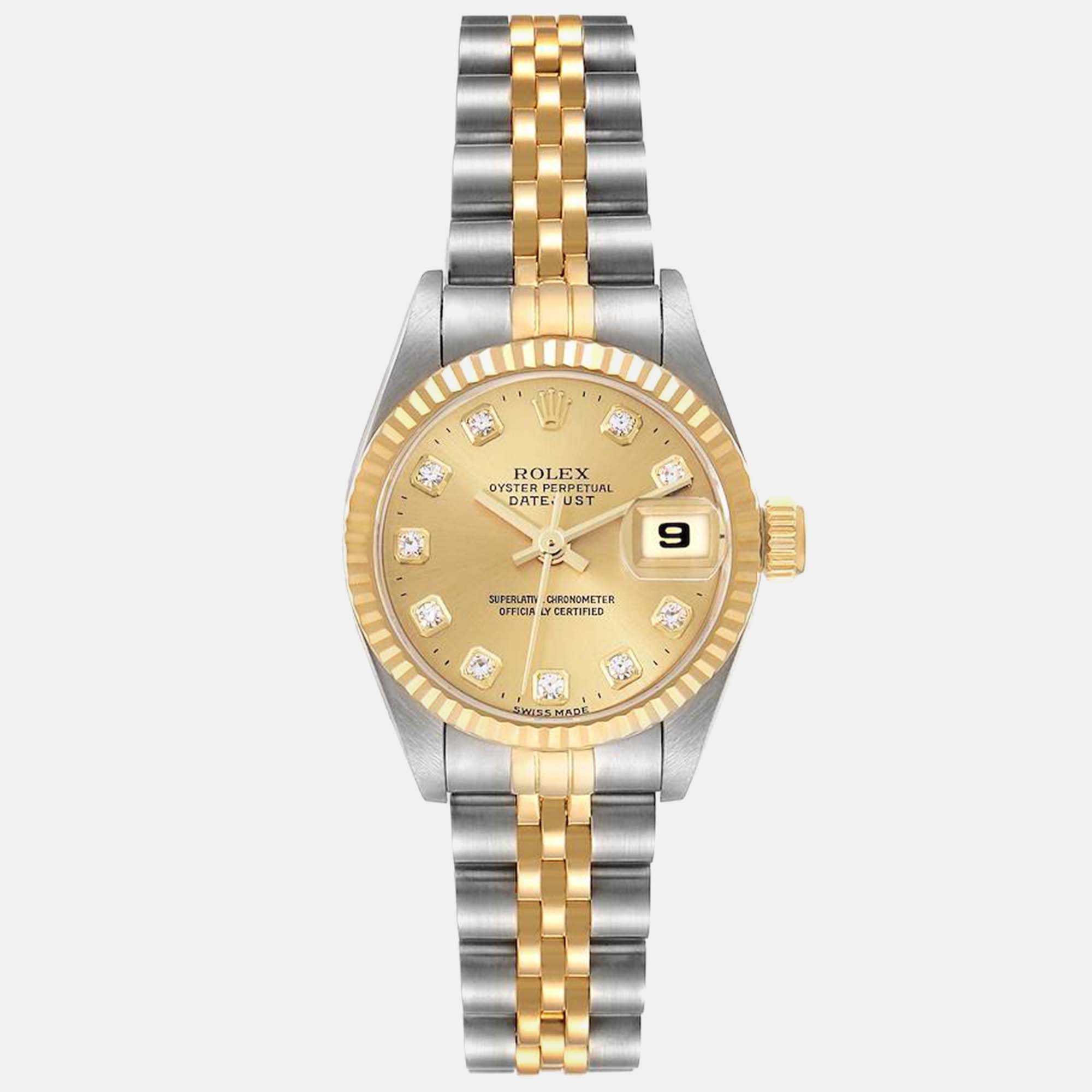 

Rolex Datejust Diamond Dial Steel Yellow Gold Ladies Watch 26 mm