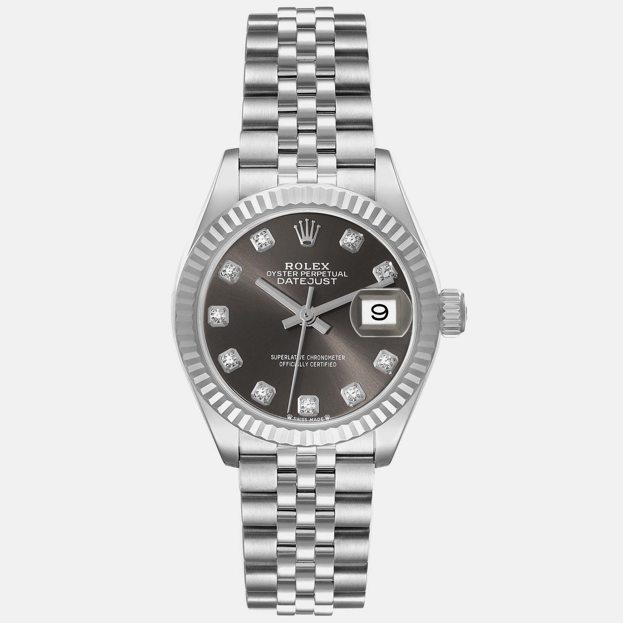 

Rolex Datejust Steel White Gold Diamond Dial Ladies Watch, Grey