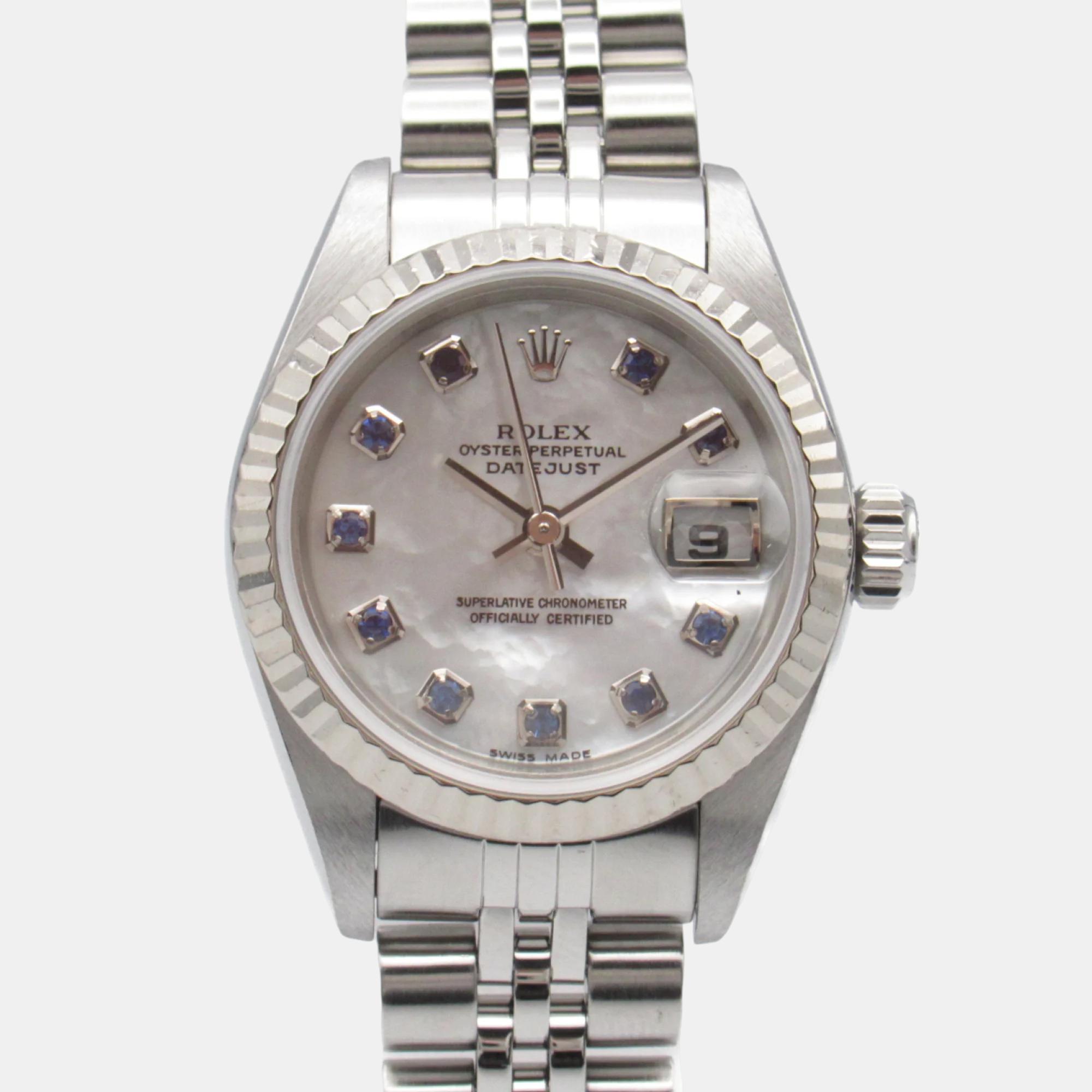 

Rolex White 18k White Gold Diamond Datejust 79174 Automatic Women's Wristwatch