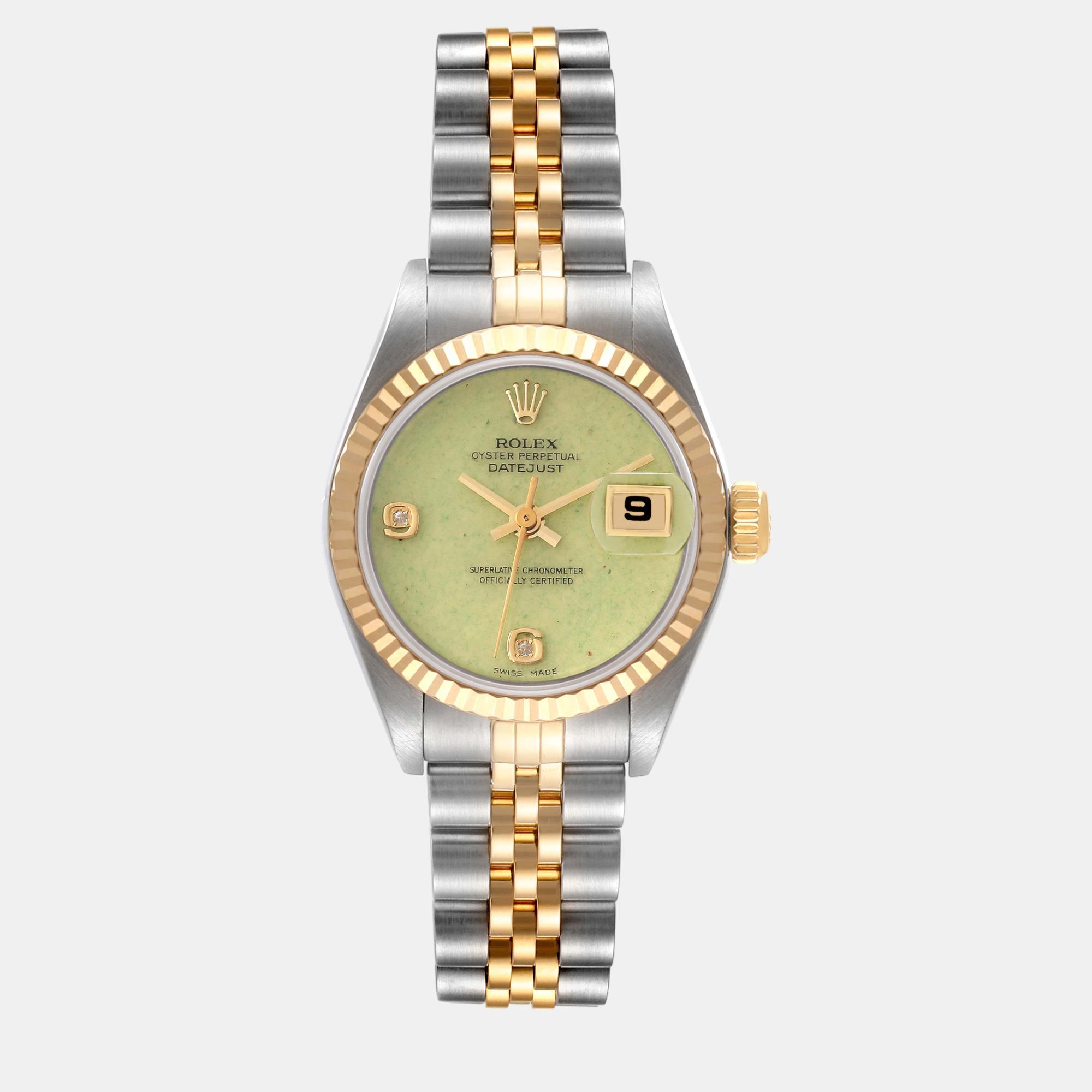 

Rolex Datejust Steel Yellow Gold Green Jadeite Diamond Ladies Watch