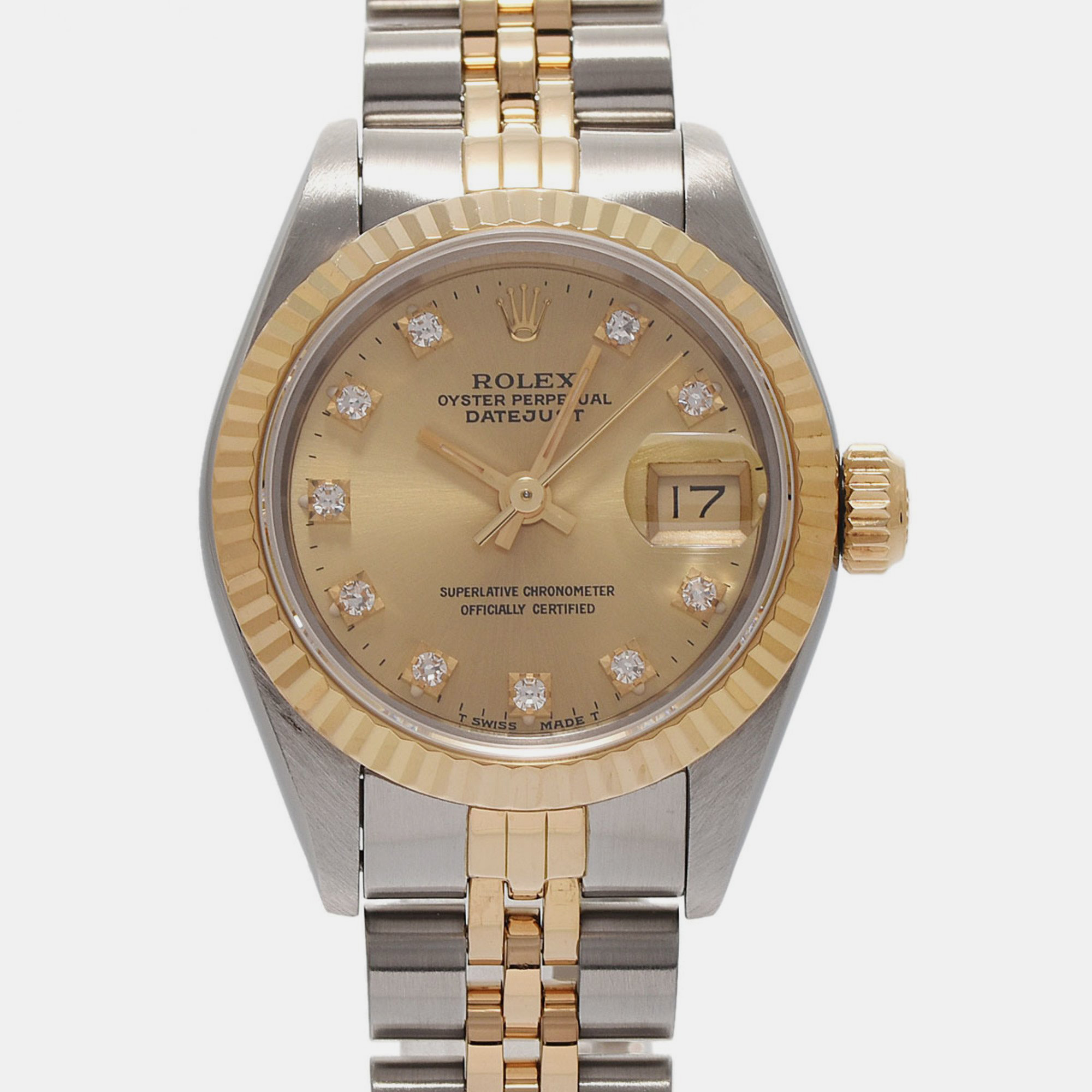 

Rolex Champagne 18K Yellow Gold and Diamond Datejust 69173G Automatic Women's Wristwatch