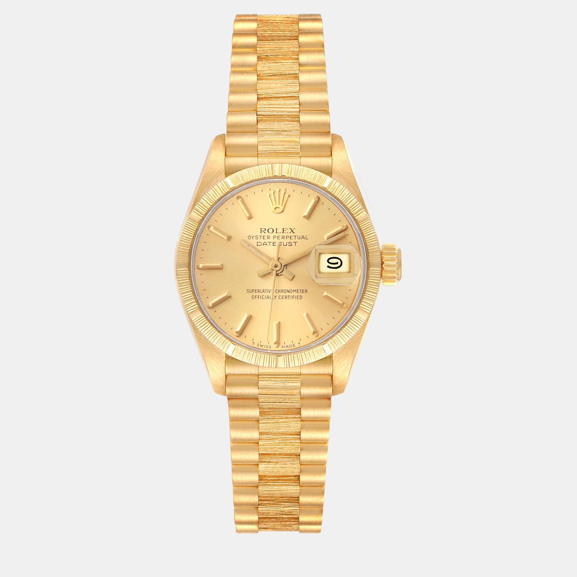 

Rolex Datejust President Yellow Gold Bark Finish Ladies Watch