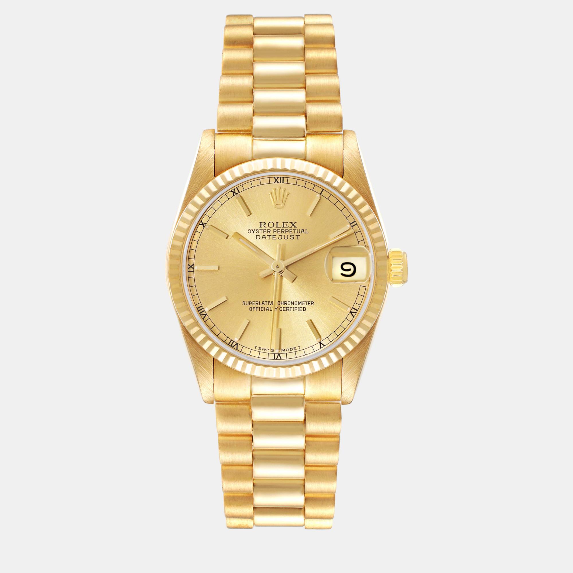 

Rolex President Datejust Midsize Yellow Gold Ladies Watch 31 mm