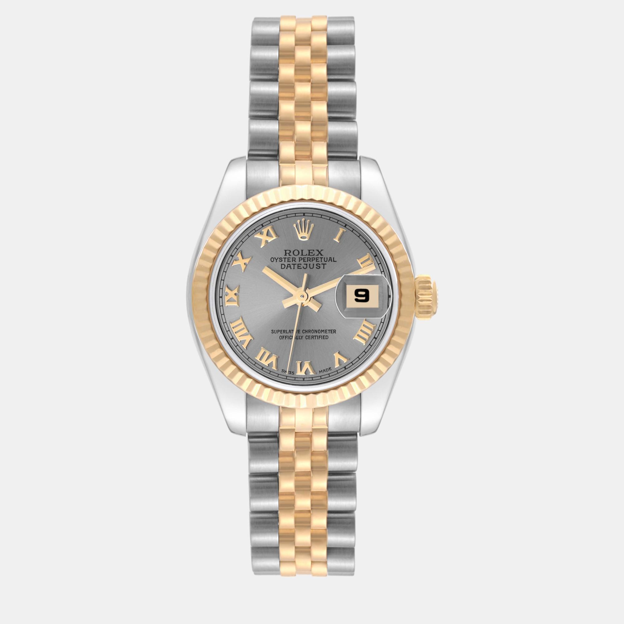 

Rolex Datejust Steel Yellow Gold Slate Dial Ladies Watch 26 mm, Grey