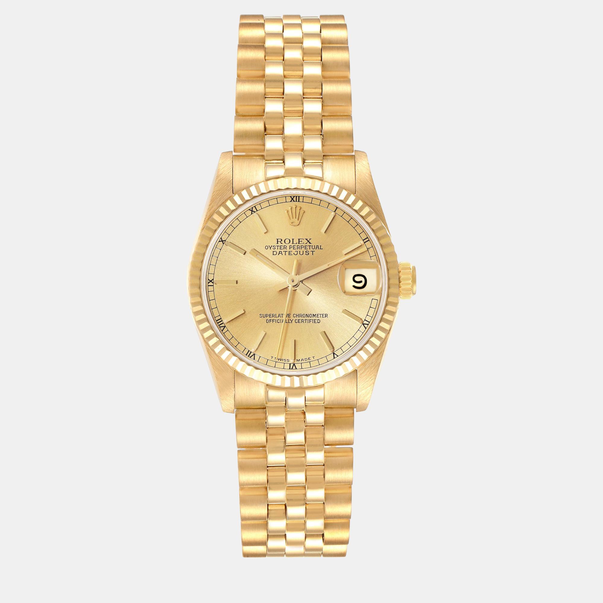 

Rolex President Datejust Midsize Yellow Gold Ladies Watch 31 mm