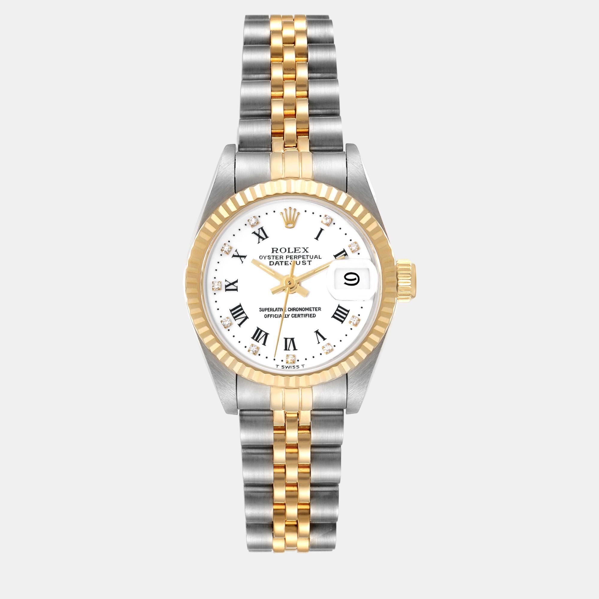 

Rolex Datejust Steel Yellow Gold Diamond Dial Ladies Watch 26 mm, White