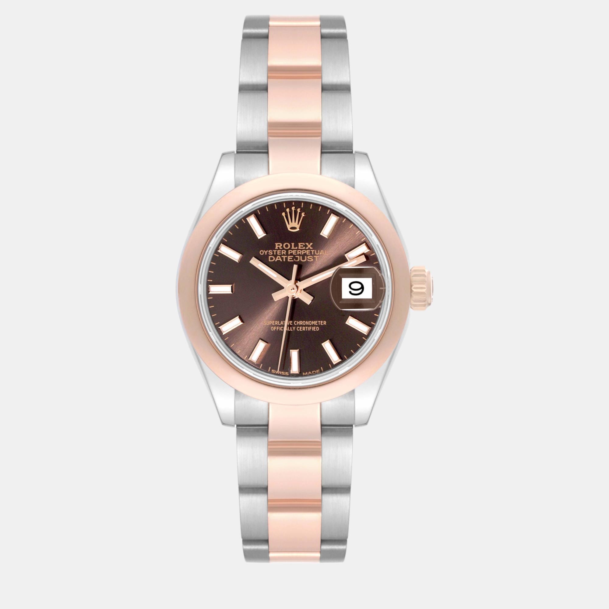 

Rolex Datejust Steel Rose Gold Brown Dial Ladies Watch 28 mm