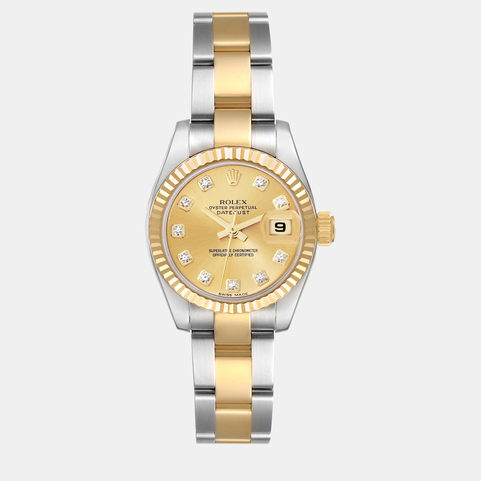 

Rolex Datejust Diamond Dial Steel Yellow Gold Ladies Watch 26 mm