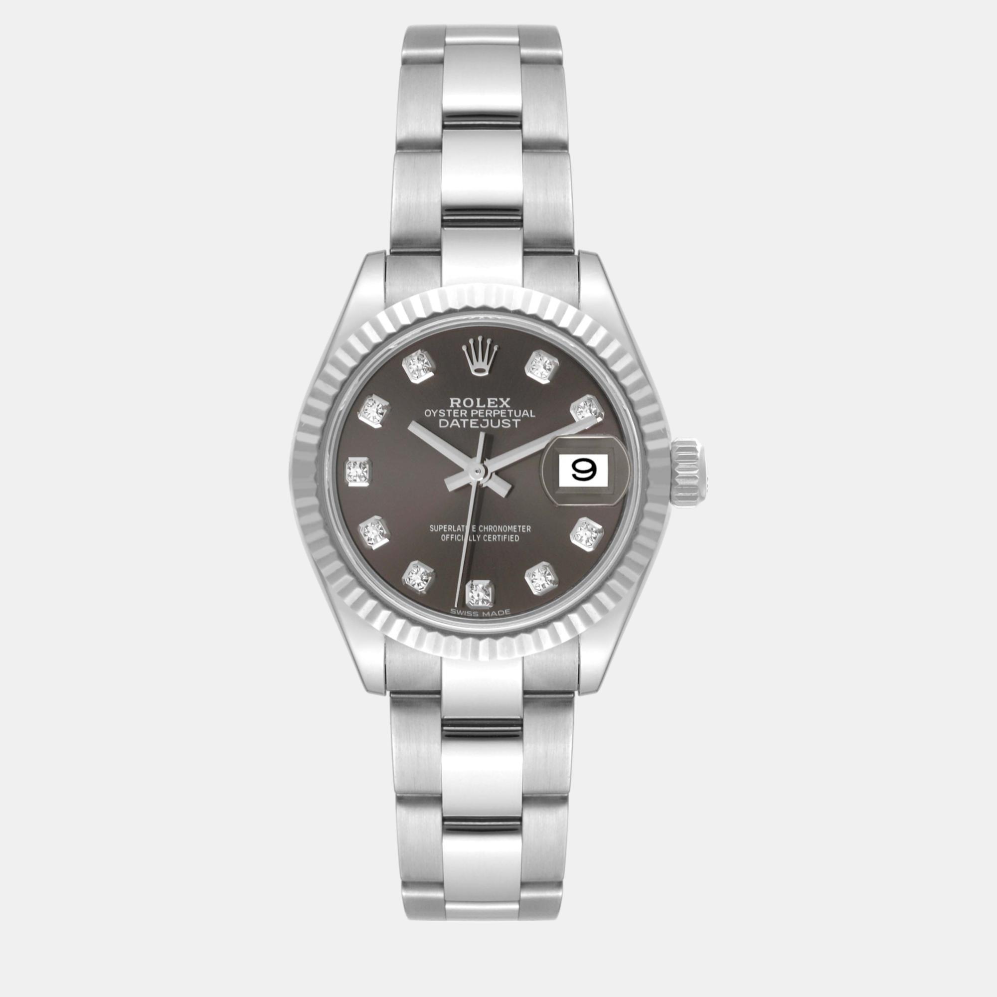 

Rolex Datejust Steel White Gold Diamond Dial Ladies Watch 28 mm, Grey