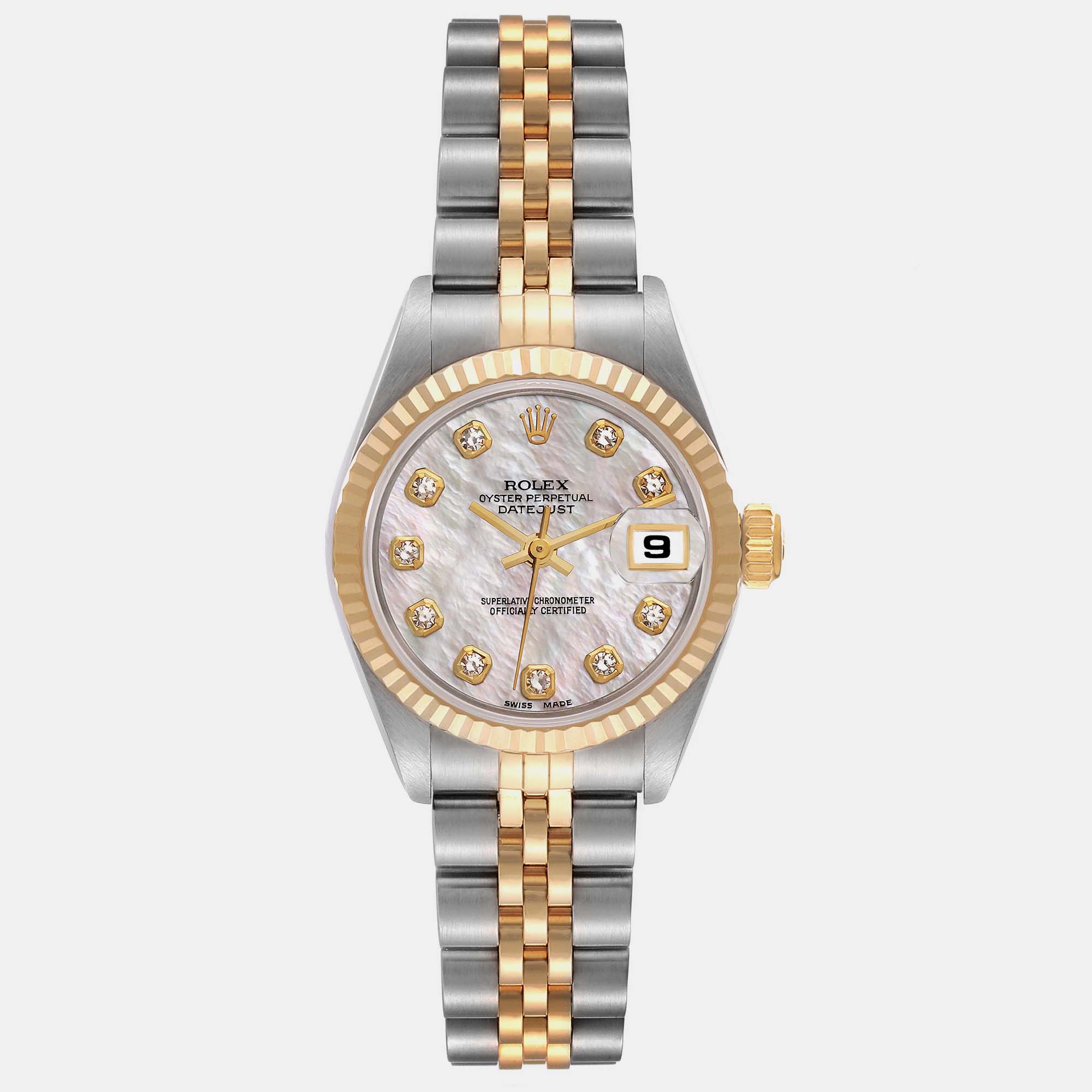 

Rolex Datejust Mother of Pearl Diamond Dial Steel Yellow Gold Ladies Watch 26 mm, Pink