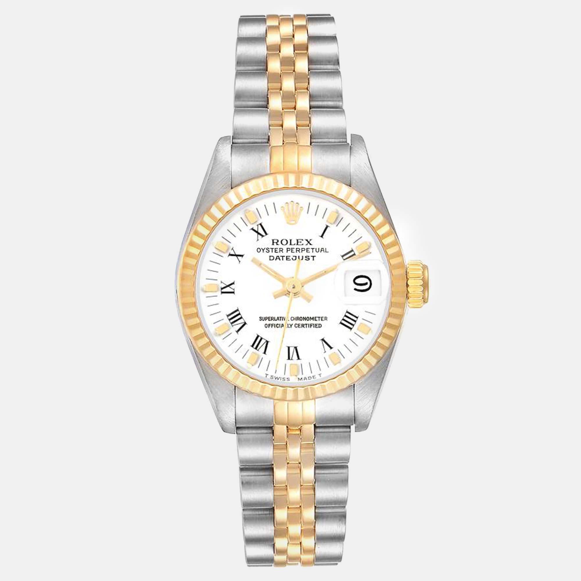 

Rolex Datejust White Roman Dial Steel Yellow Gold Ladies Watch 26 mm