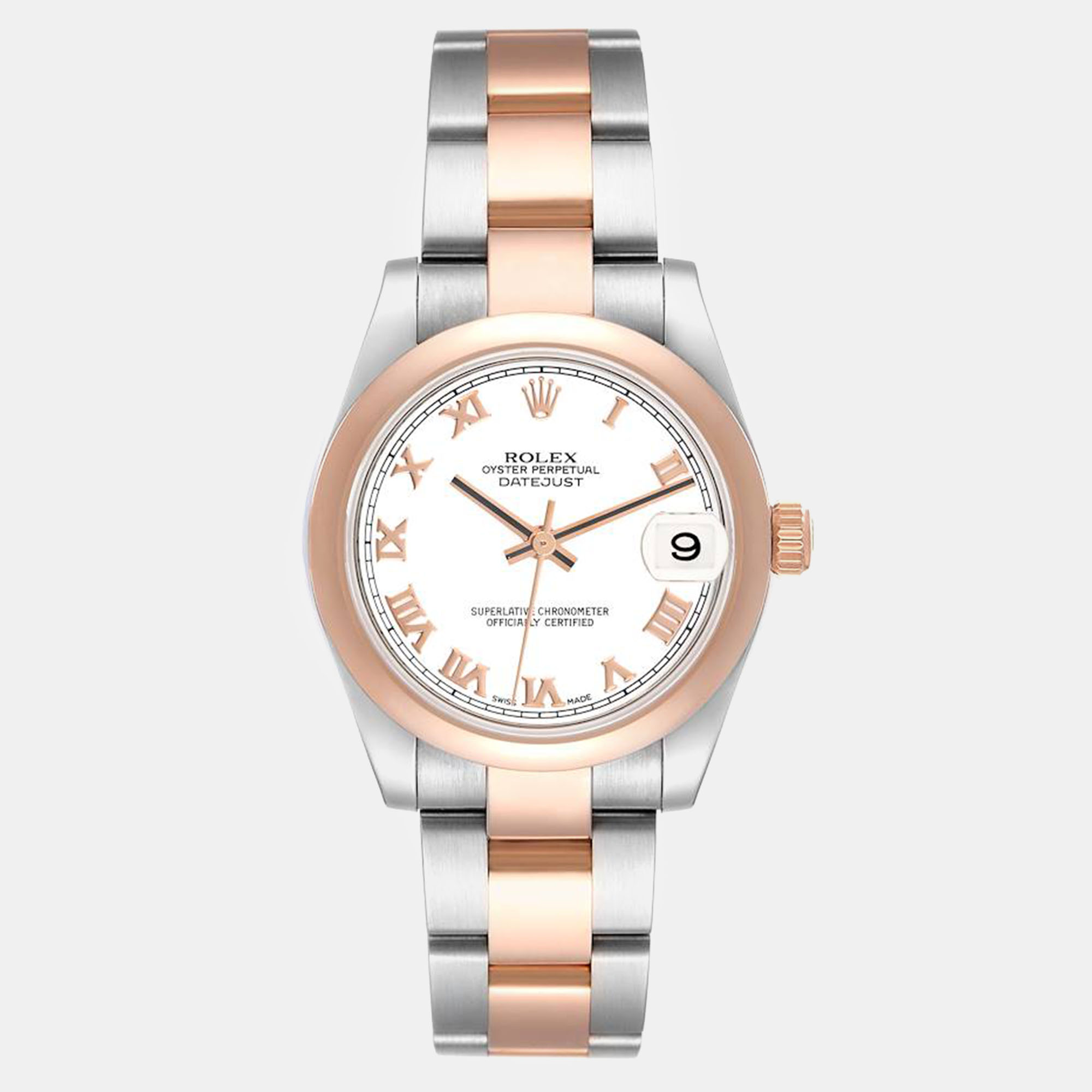 

Rolex Datejust Midsize Steel Rose Gold White Dial Ladies Watch 31 mm