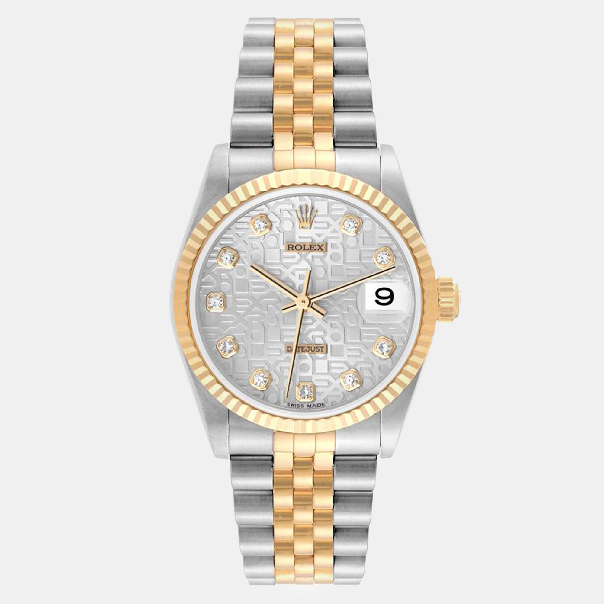 

Rolex Datejust Midsize Steel Yellow Gold Diamond Ladies Watch 31 mm, Silver