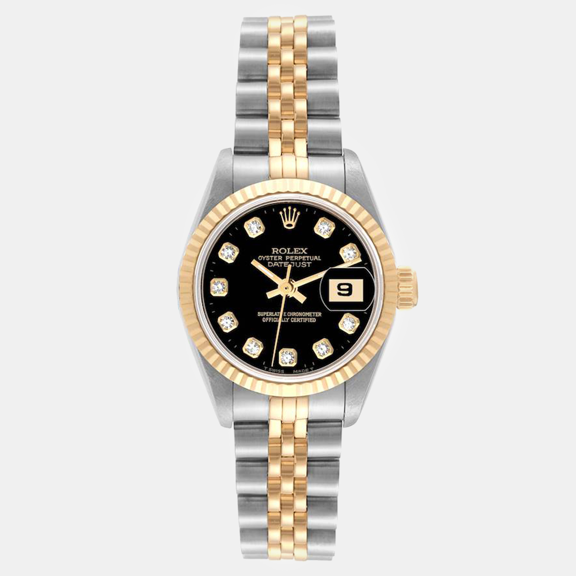 

Rolex Datejust Black Diamond Dial Steel Yellow Gold Ladies Watch 26 mm