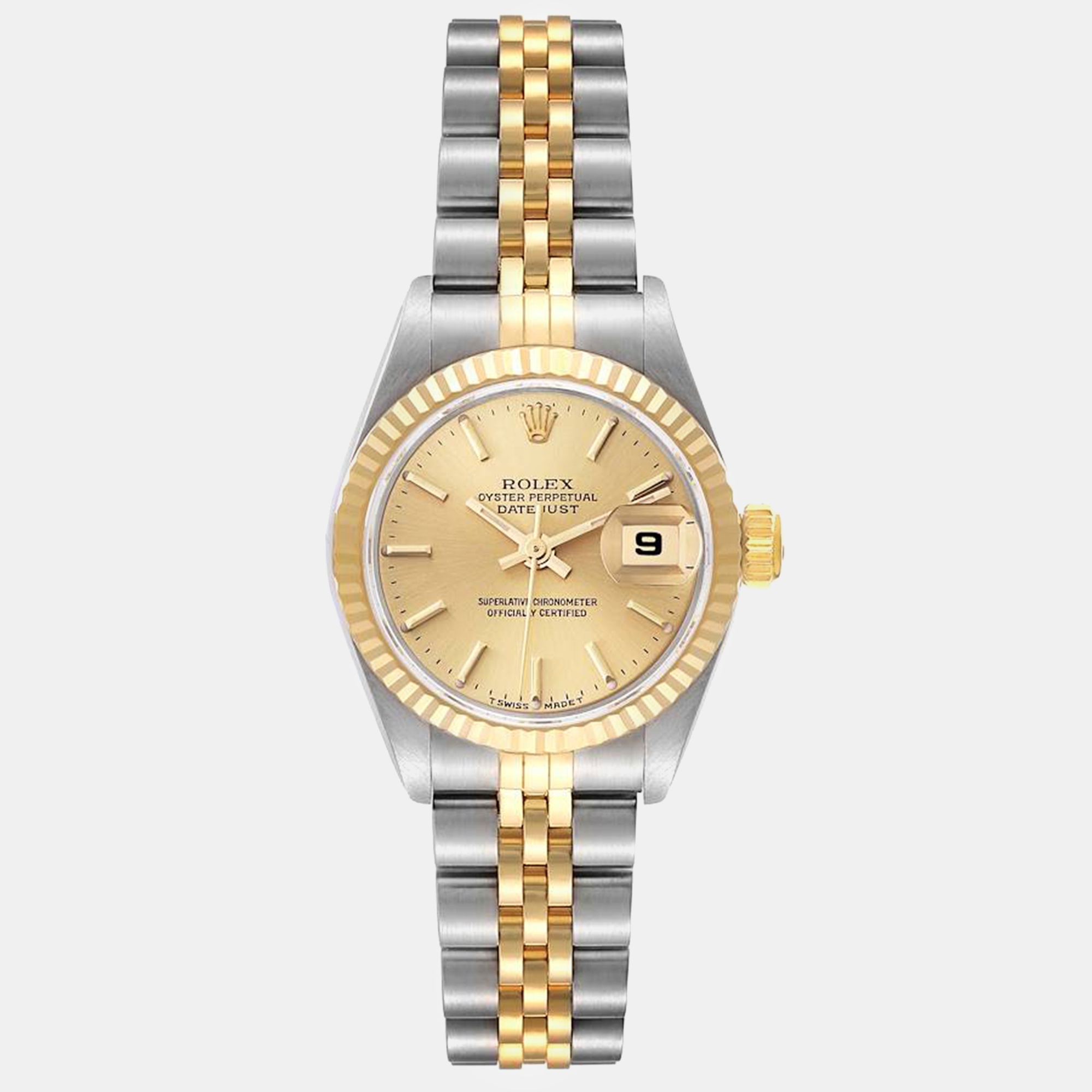 Pre-owned Rolex Datejust Steel Yellow Gold Champagne Dial Ladies Watch 26 Mm