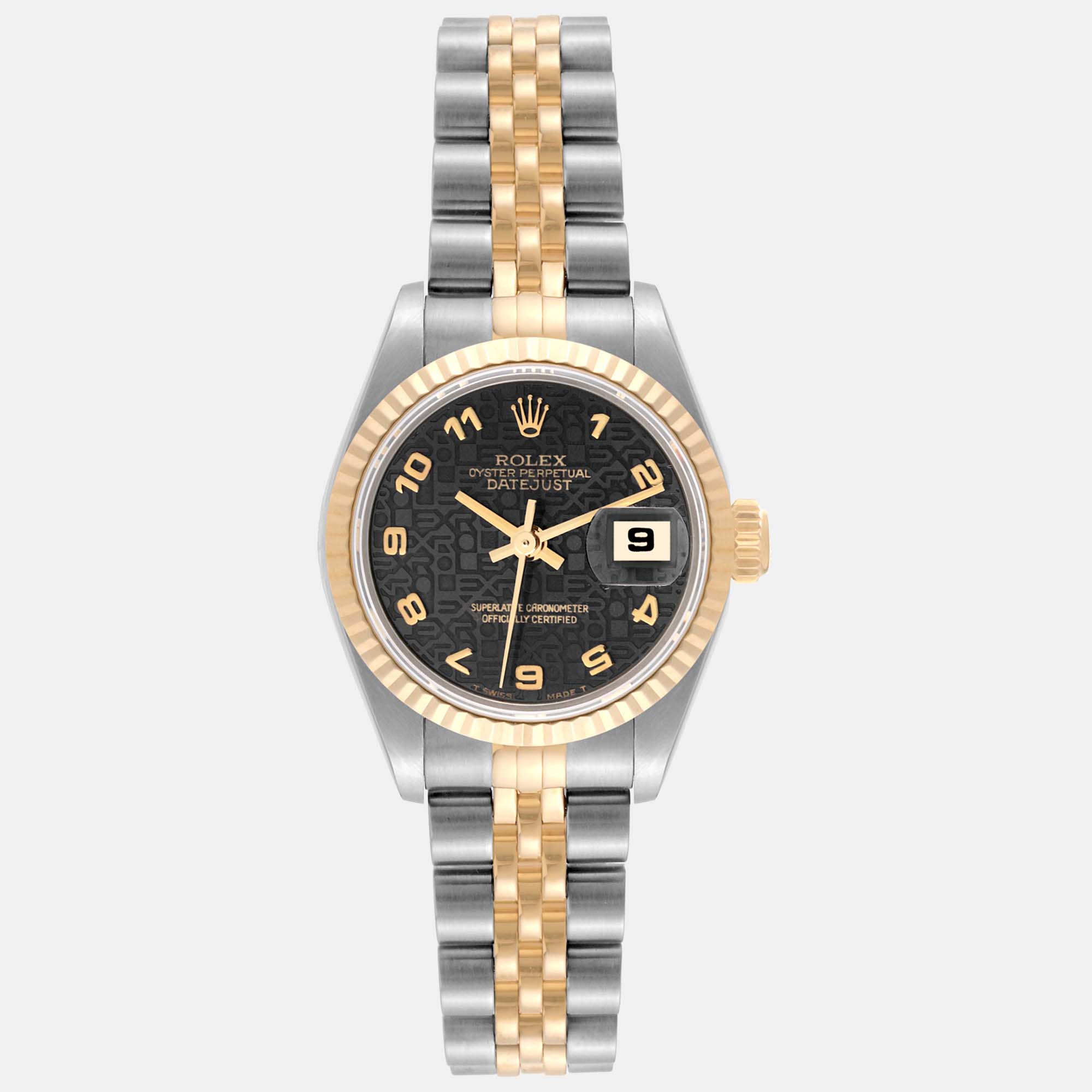 

Rolex Datejust Steel Yellow Gold Black Anniversary Dial Ladies Watch 26 mm