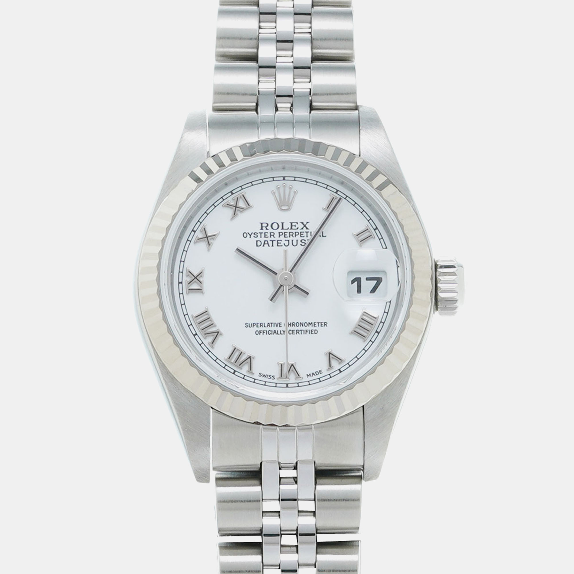 

Rolex White 18k White Gold Stainless Steel Datejust 79174 Automatic Women's Wristwatch 26 mm