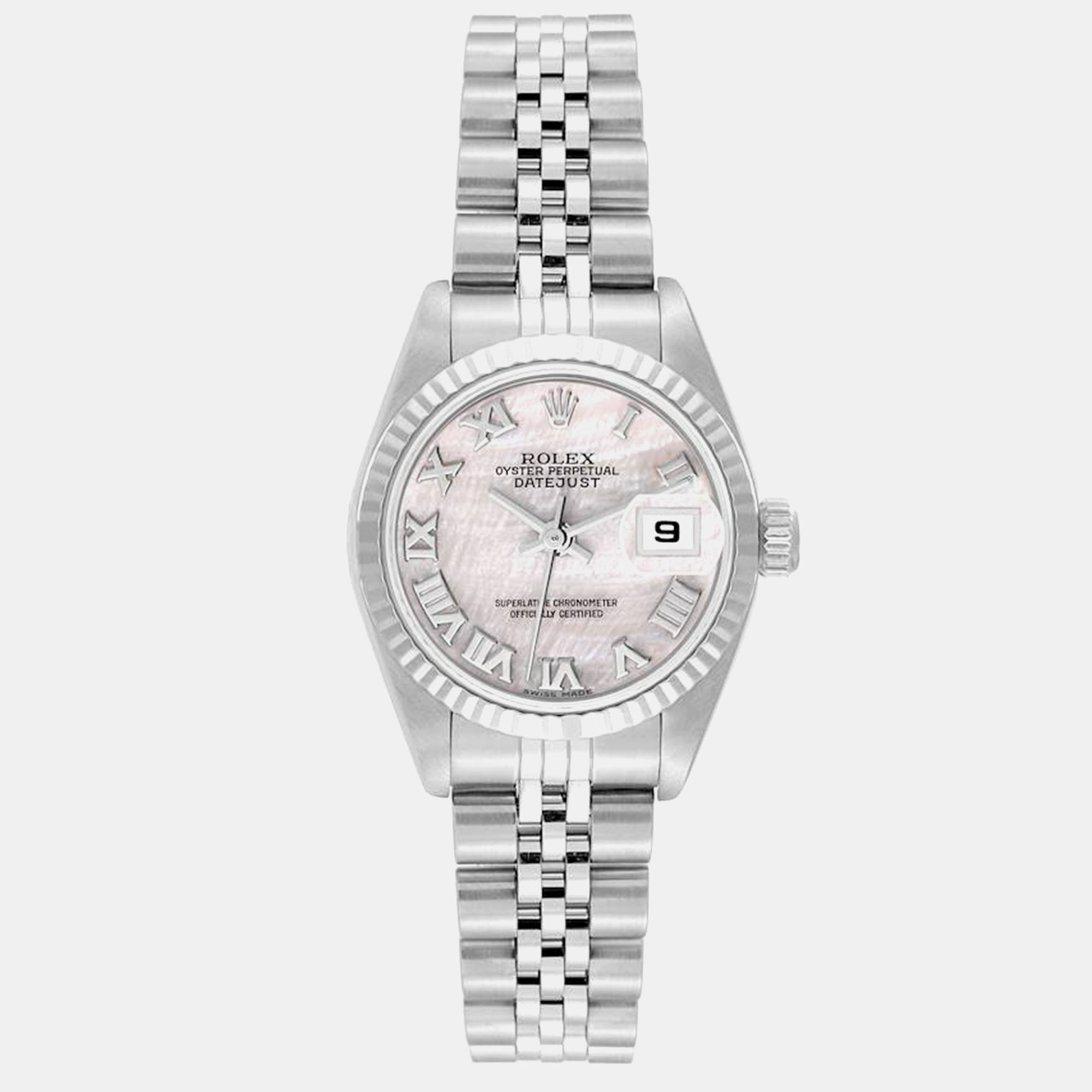 

Rolex Datejust Steel White Gold Mother Of Pearl Dial Ladies Watch 79174 26 mm, Silver