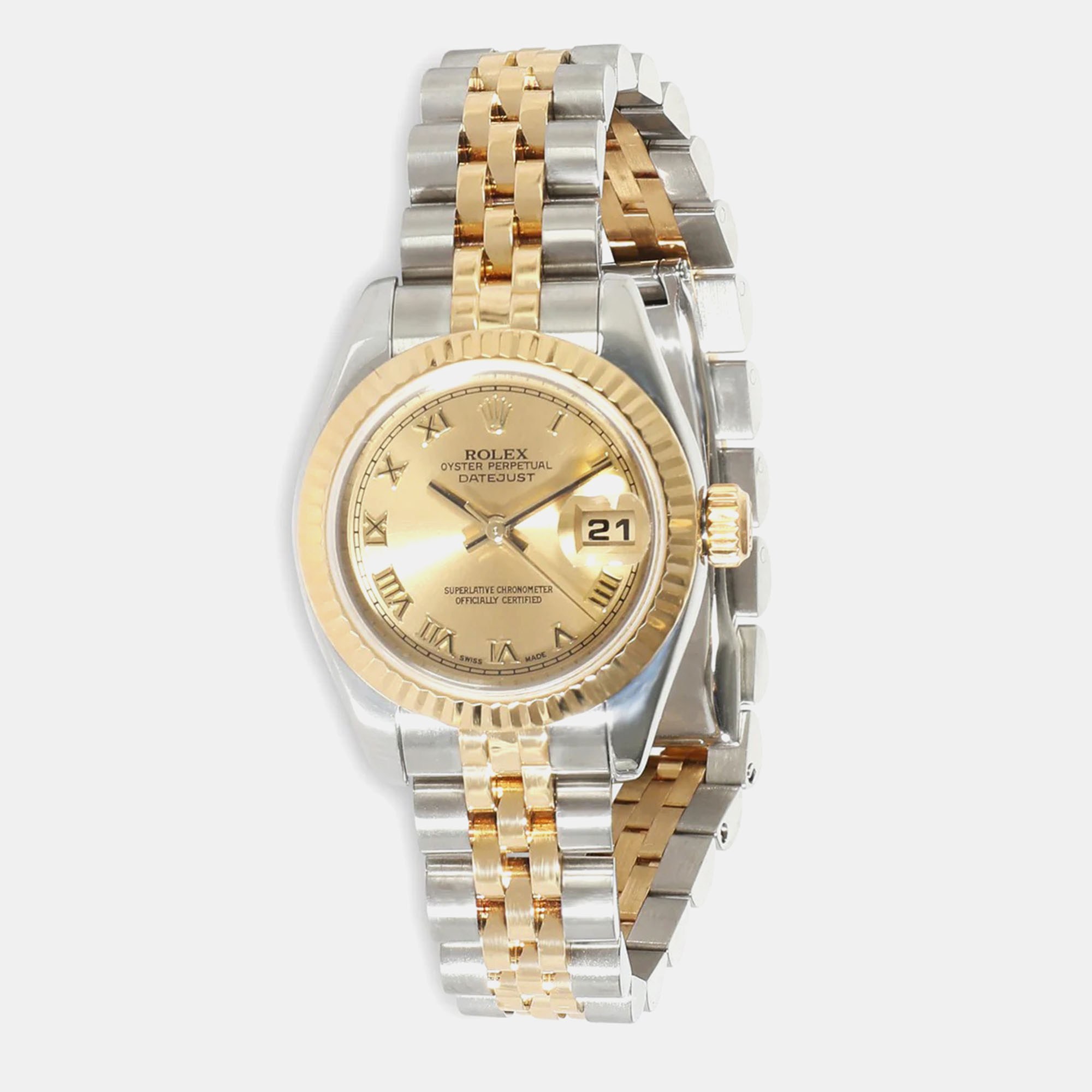 

Rolex Champagne 18k Yellow Gold Stainless Steel Datejust Automatic Women's Wristwatch 26 mm