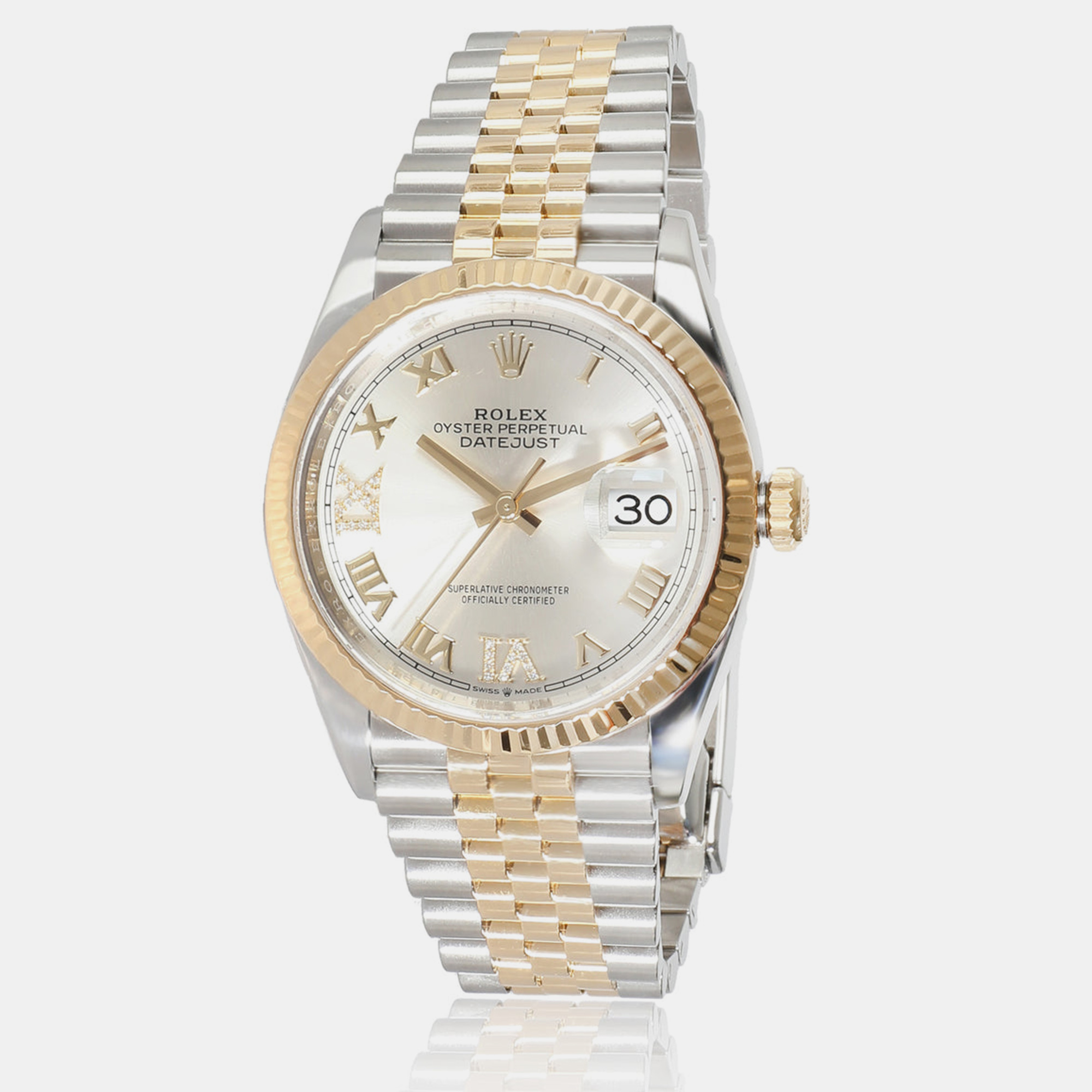 

Rolex Silver 18k Yellow Gold Stainless Steel Datejust 126233 Automatic Women's Wristwatch 36 mm