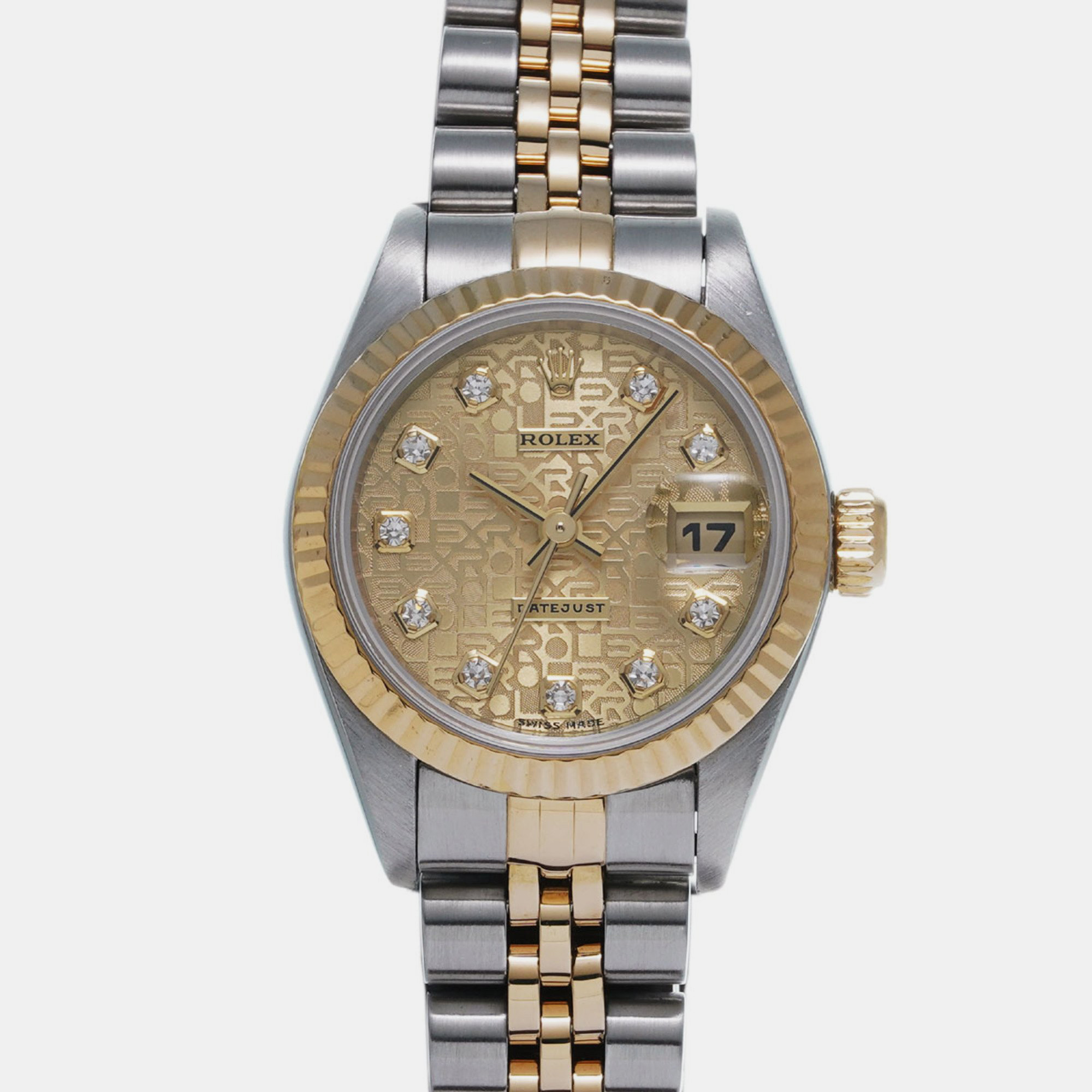 

Rolex Champagne Diamond 18k Yellow Gold Stainless Steel Datejust Automatic Women's Wristwatch 26 mm