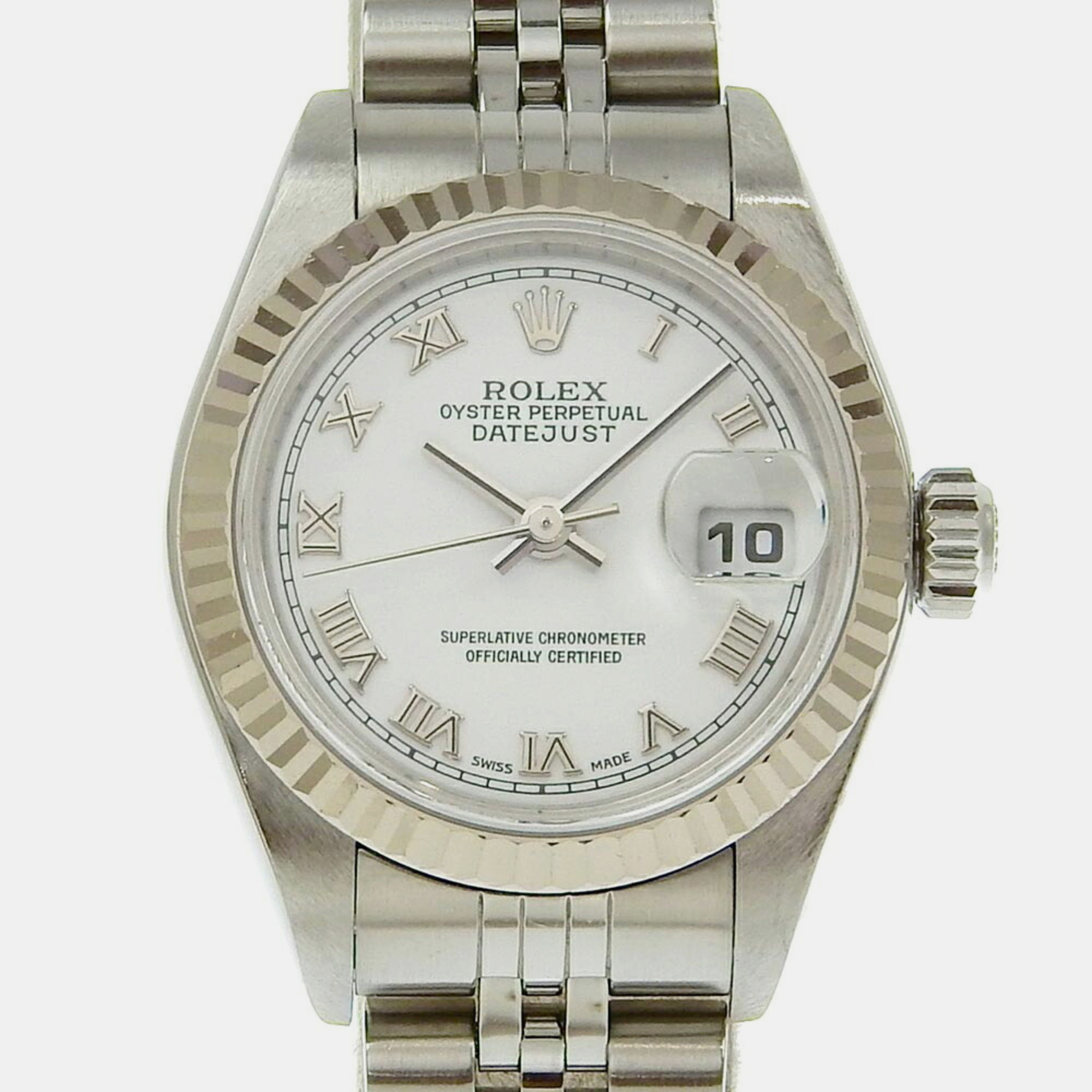 

Rolex White 18k White Gold Stainless Steel Datejust Automatic Women's Wristwatch 26 mm