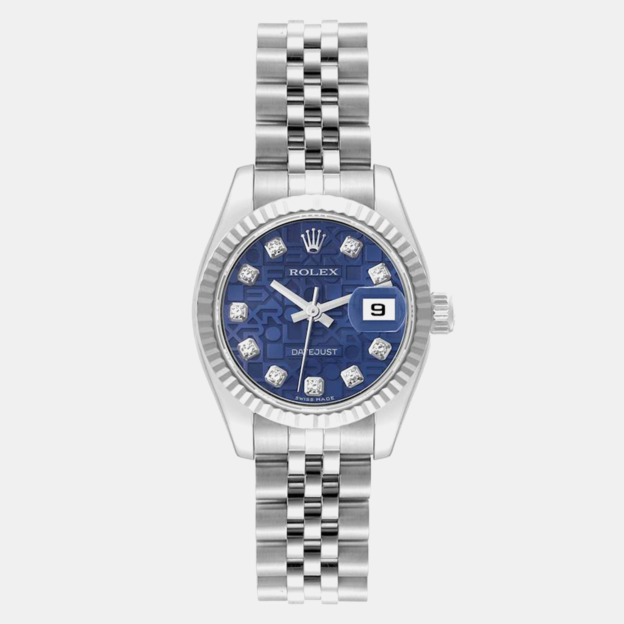 

Rolex Datejust Steel White Gold Blue Diamond Dial Ladies Watch