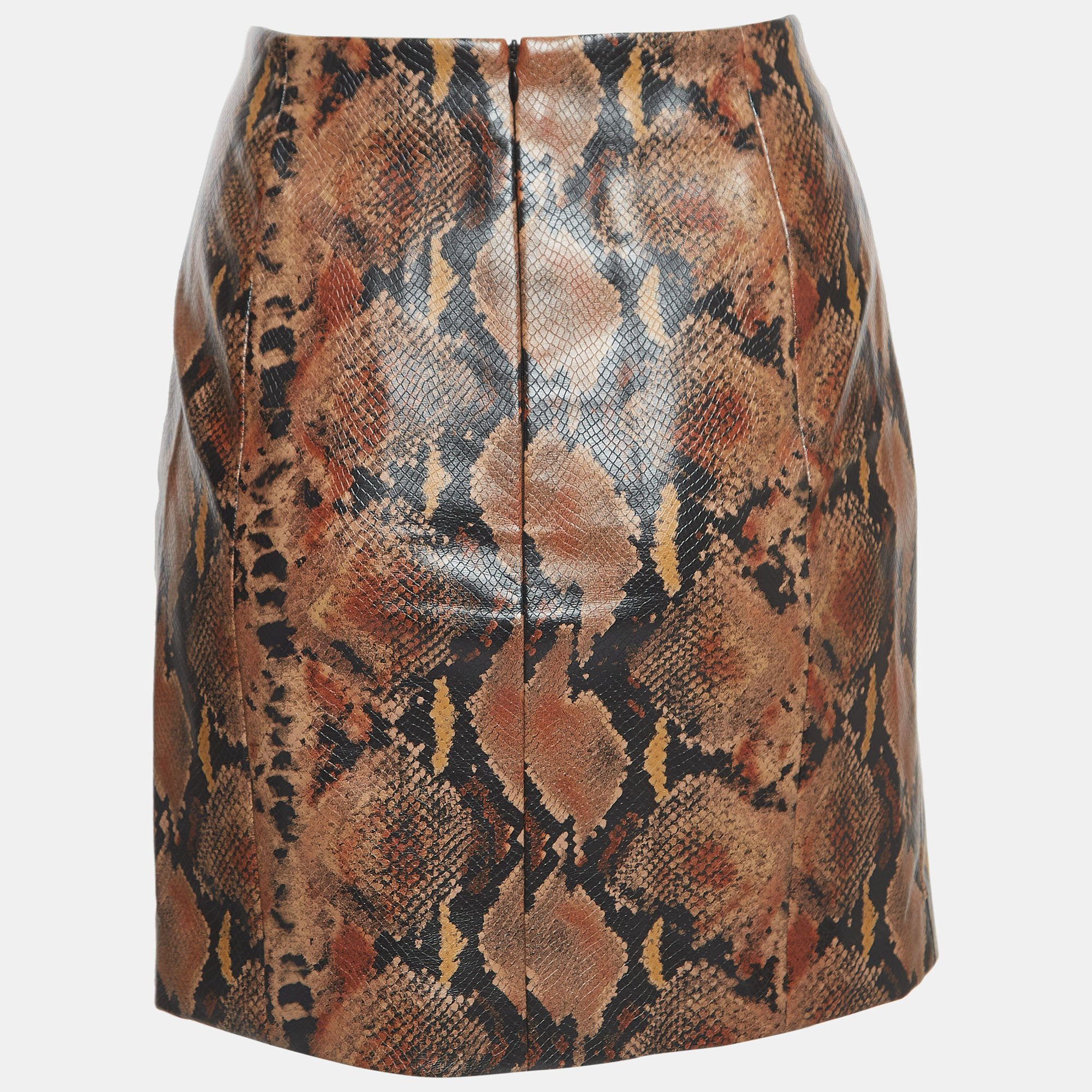 

Ronny Kobo Brown Snake Print Faux Leather Mini Skirt