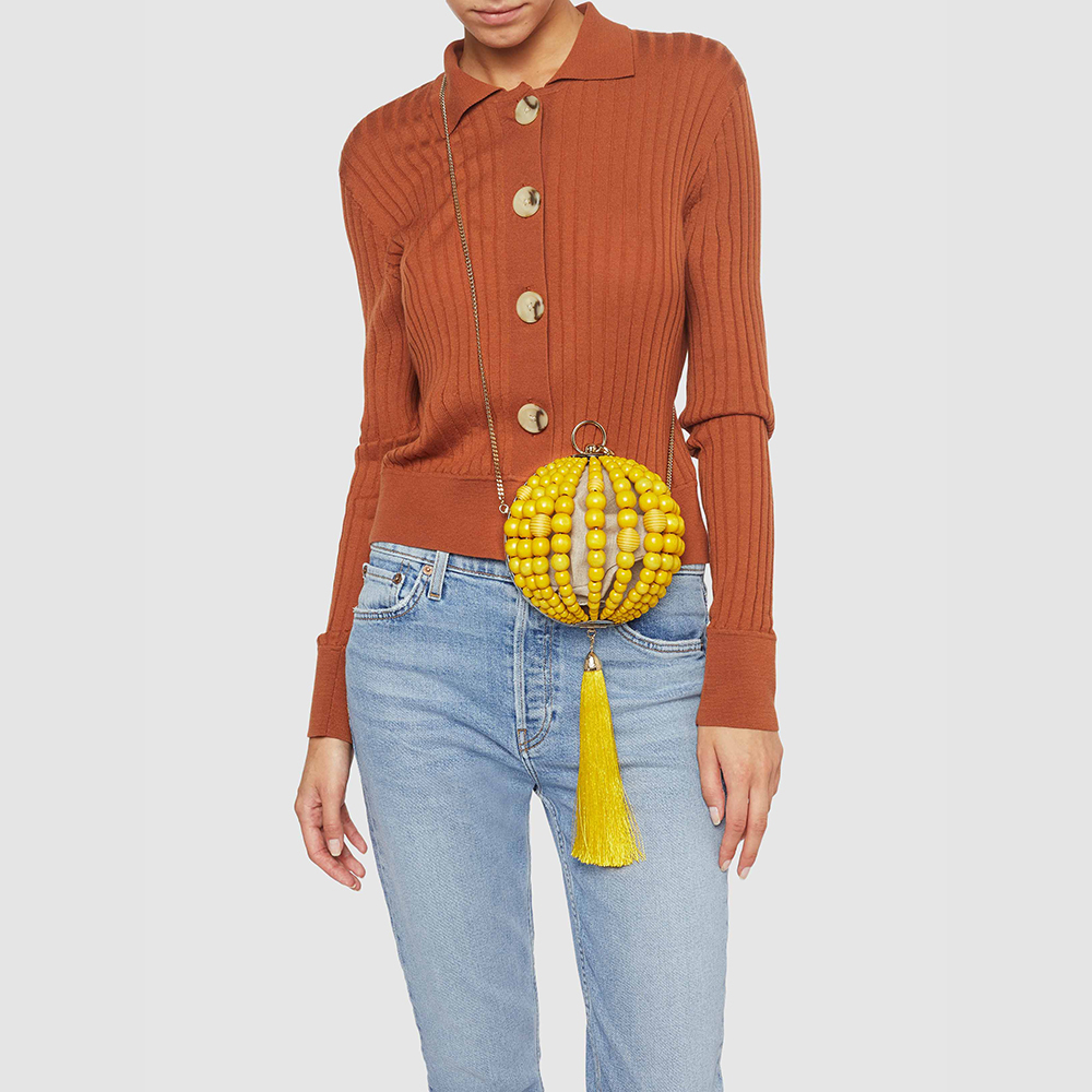 

Rosantica Yellow Half-Ball Beaded Crossbody Bag