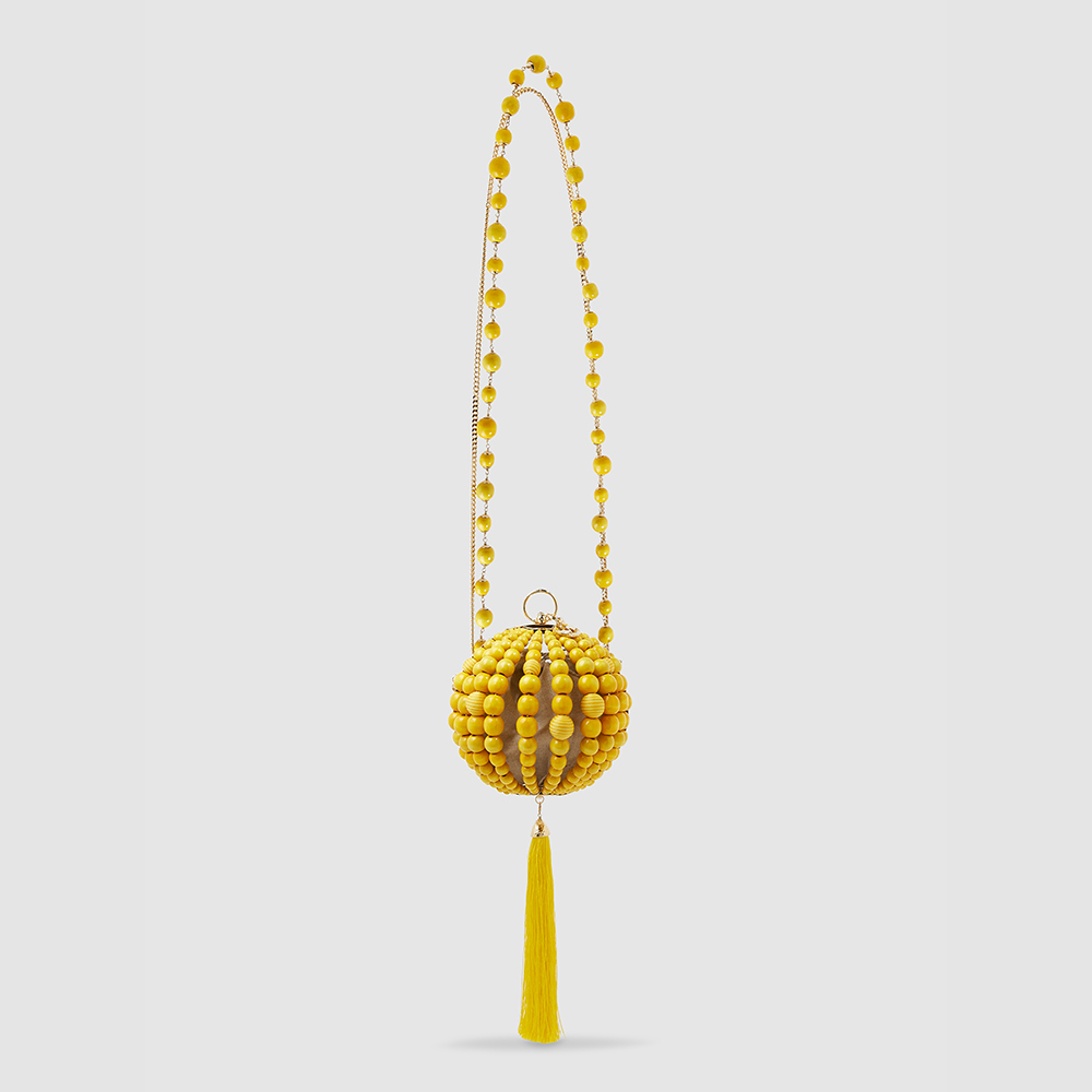 Rosantica Yellow Half-Ball Beaded Crossbody Bag One Size