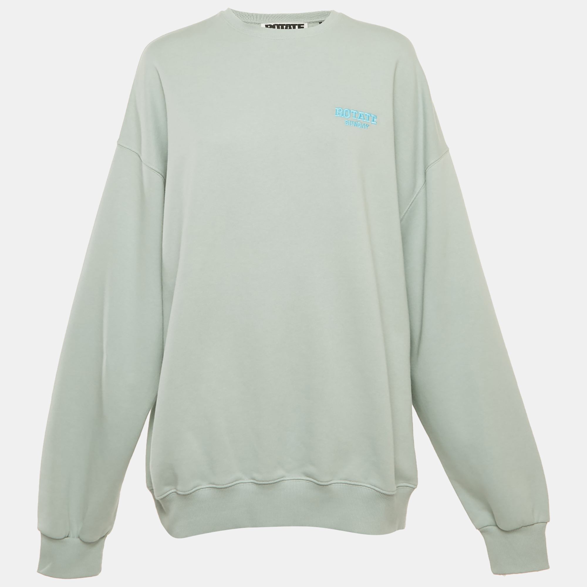 

ROTATE Birger Christensen Surf Blue Cotton Iris Crew Neck Sweatshirt M
