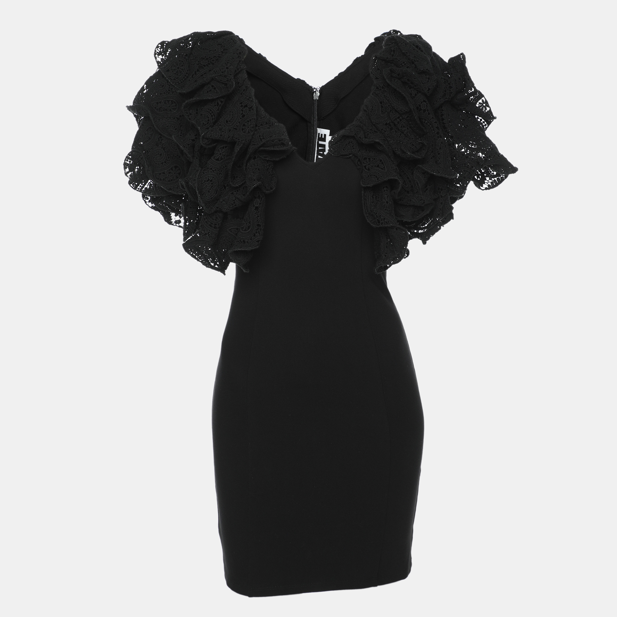 Rotate Birger Christensen Black Organic Cotton Carmen Mini Dress S