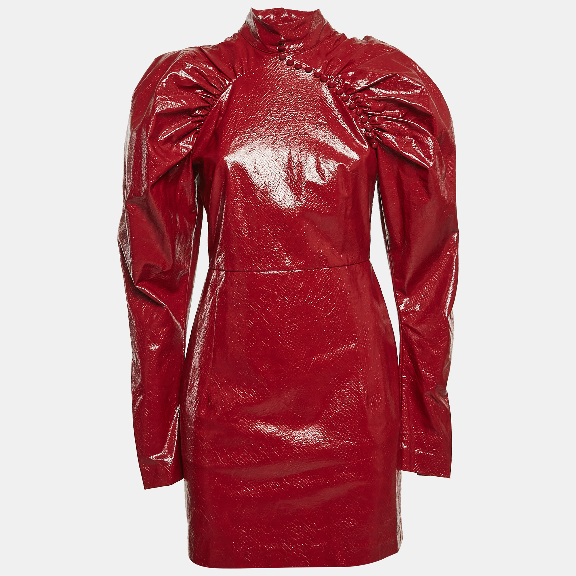 

ROTATE Birger Christensen Tibetan Red Faux Leather Kim Mini Dress S