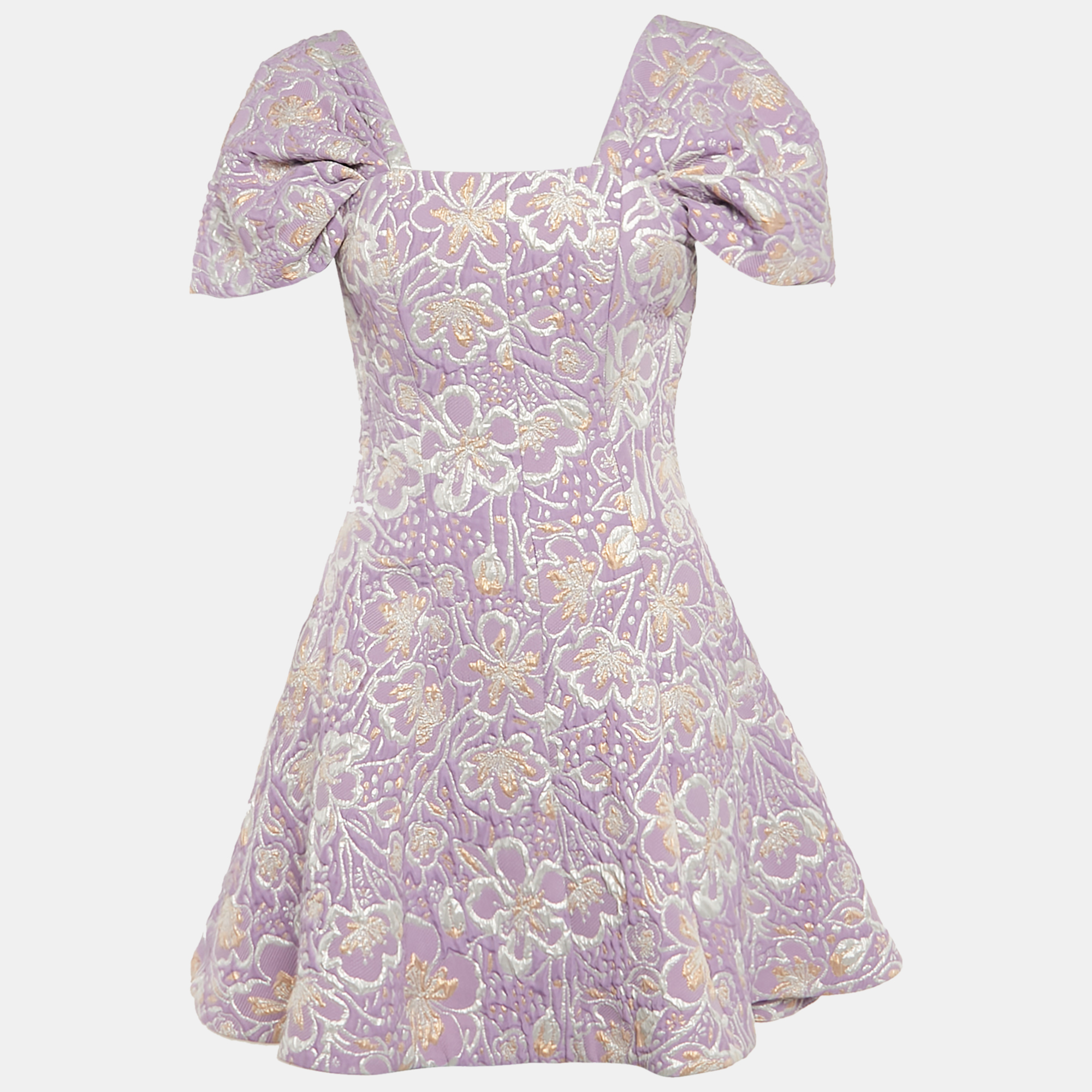 

ROTATE BIRGER CHRISTENSEN Purple Floral Jacquard Mini Dress M