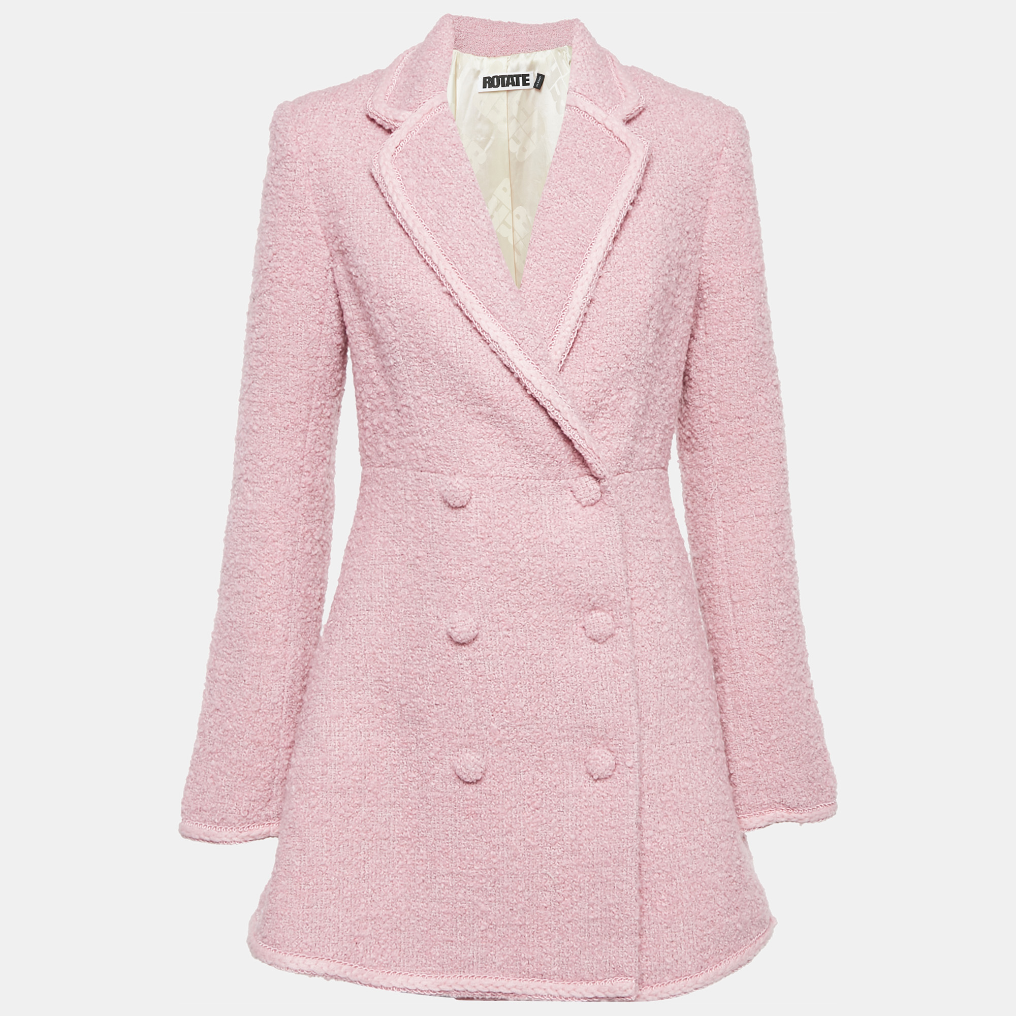 

ROTATE BIRGER CHRISTENSEN Pink Bouclé Mini Tuxedo Dress M