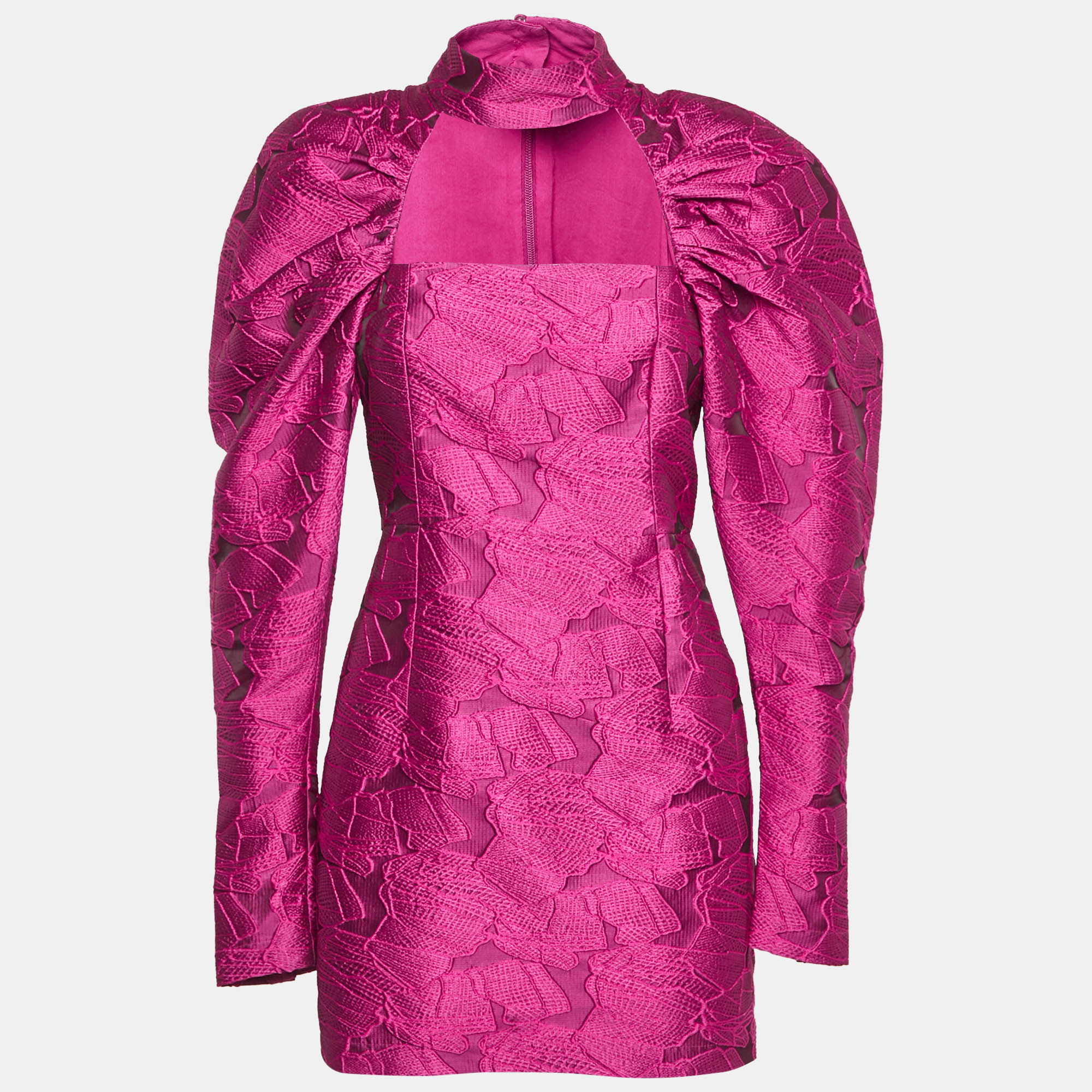 

ROTATE Birger Christensen Pink Cut-Out Kaya Jacquard Mini Dress S