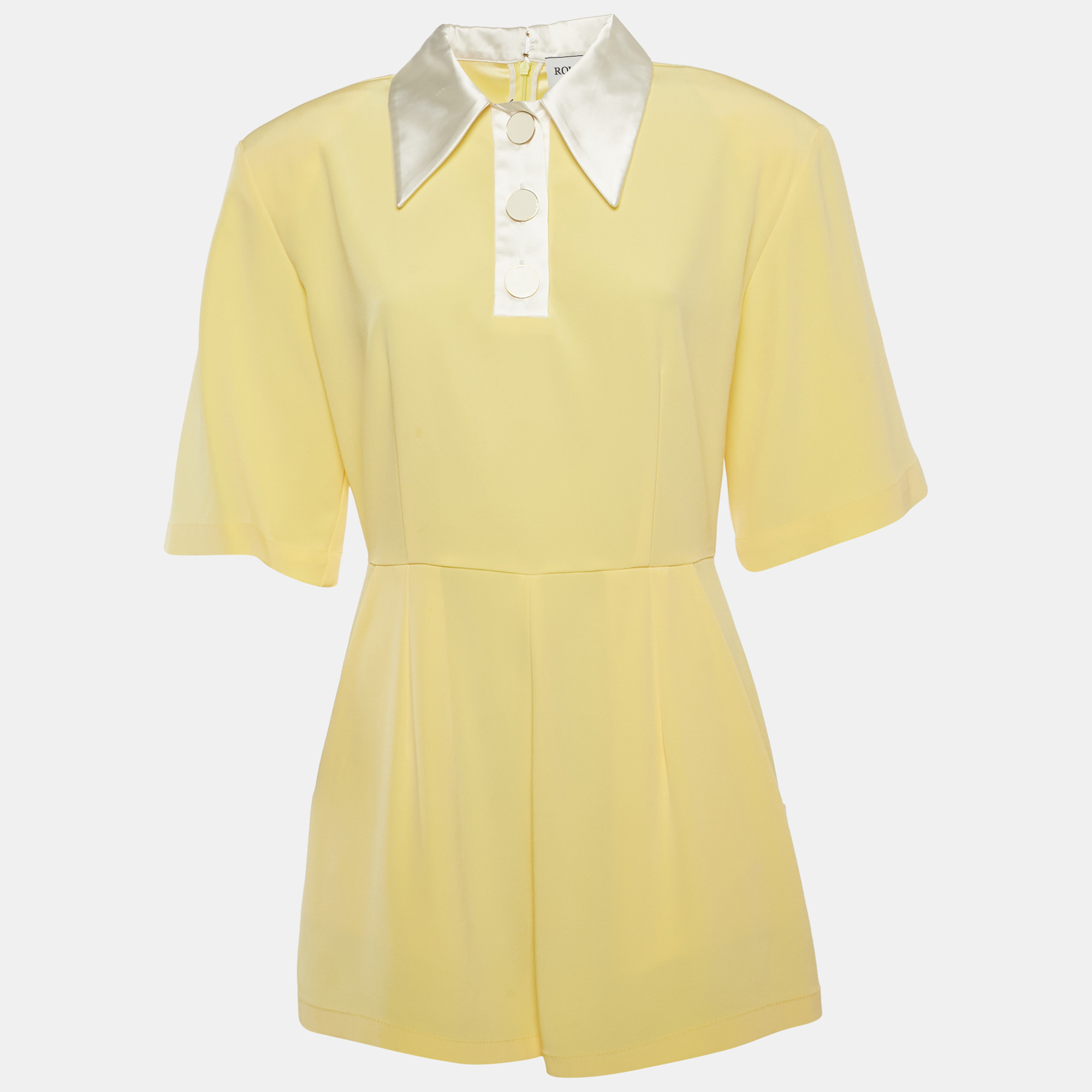

Rowen Rose Yellow Crepe Cady Playsuit M