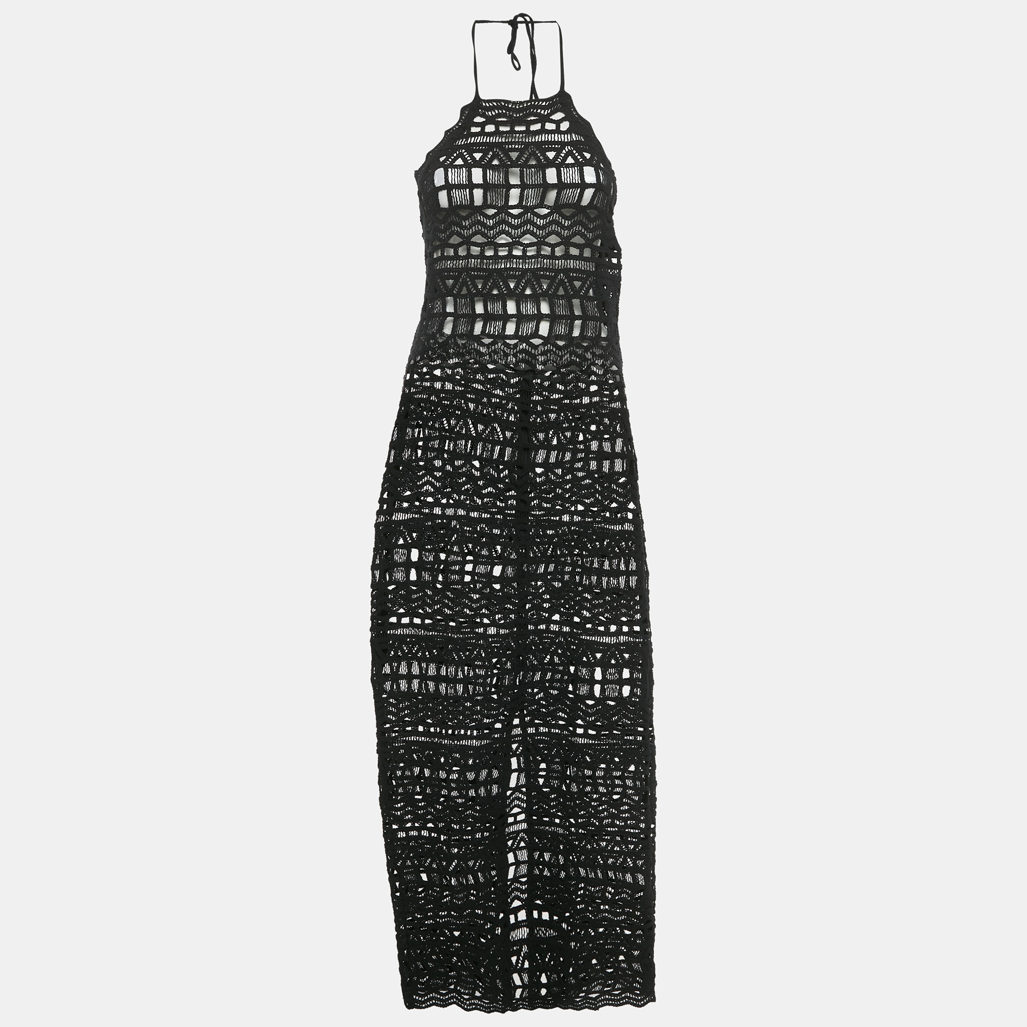 

Rumer Black Crochet Halter Neck Ines Cover Up L