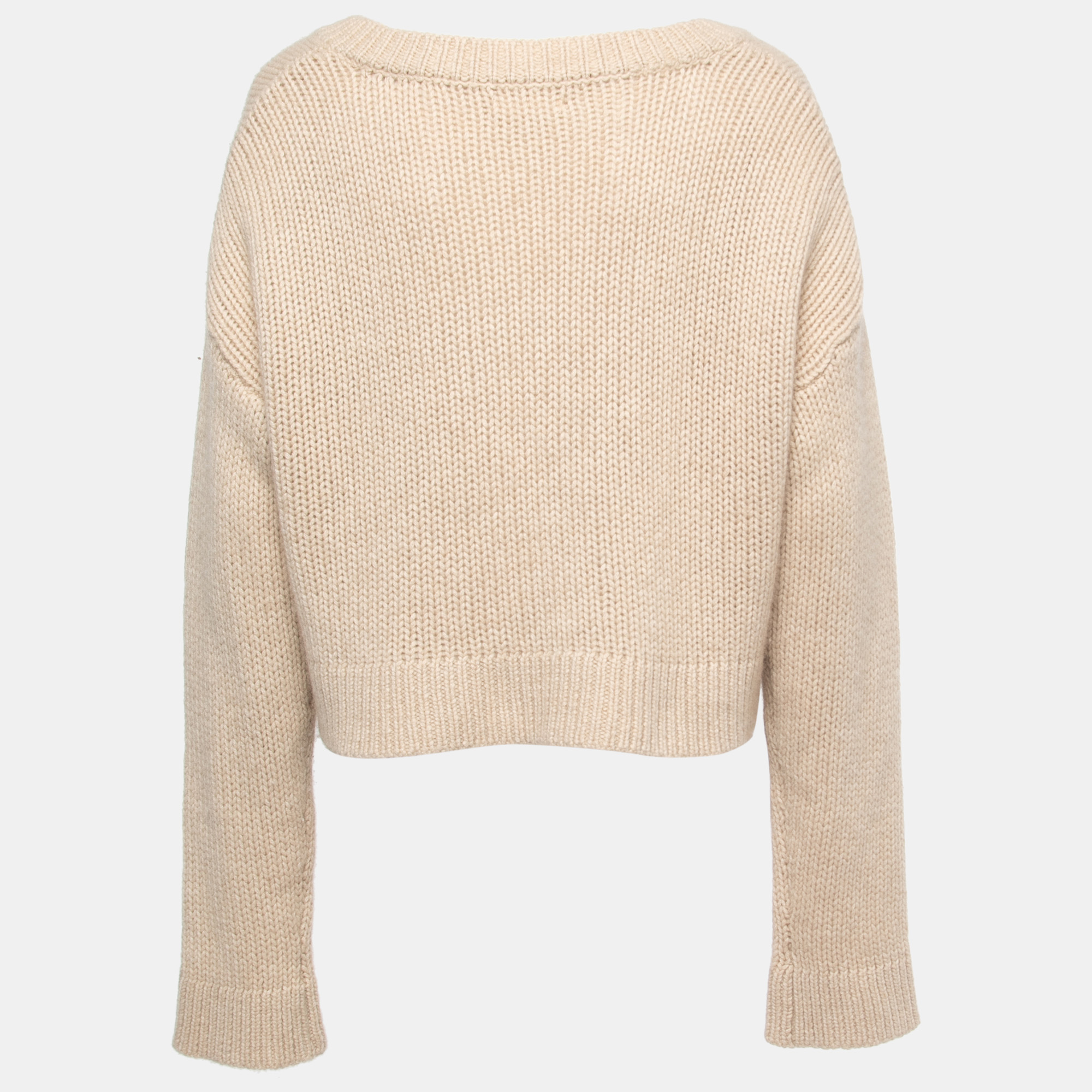 

Sablyn Beige Cashmere Knit V-Neck Sweater