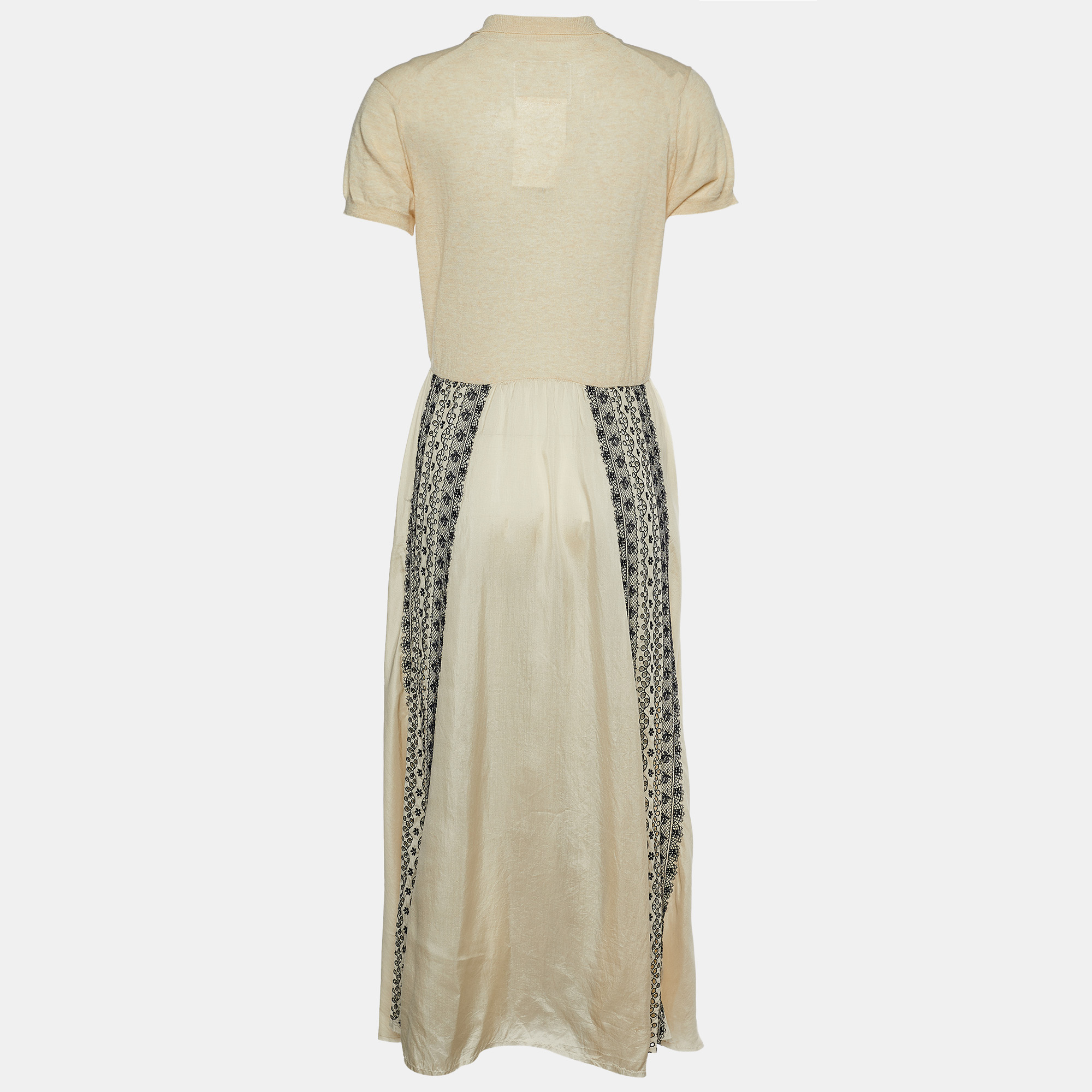 

Sacai Beige Cotton Front Cut-Out Embroidered Dress